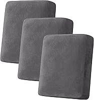 H.VERSAILTEX 3-Piece Velvet Stretch Sofa Cushion Covers - Plush Protective Slipcover for Couch Loveseat Chair Seat Back (Grey)