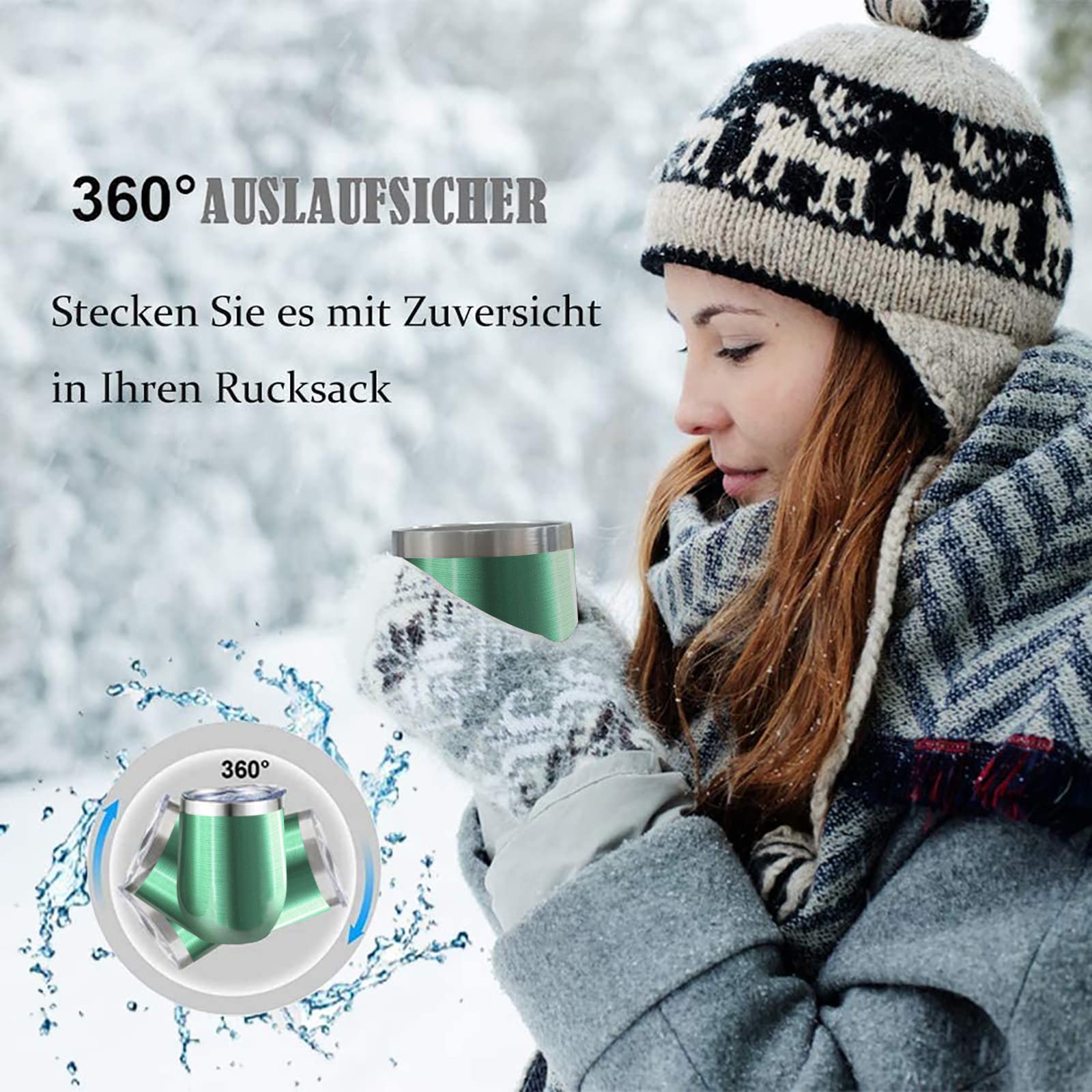 NymphFable 12 Oz Unicorno Bicchiere Termico Isolato con Coperchio e Cannuccia Tumbler in Acciaio Inox, Tazza da Caffè per Vino