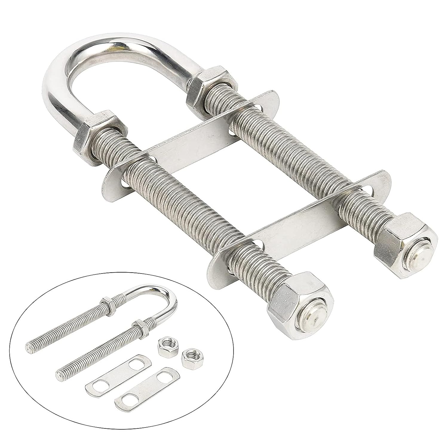 WeqeYent 6 Pcs M5 x 78mm Round UBolts，HighStrength Hardware U Bolts Accessories,304 Stainless