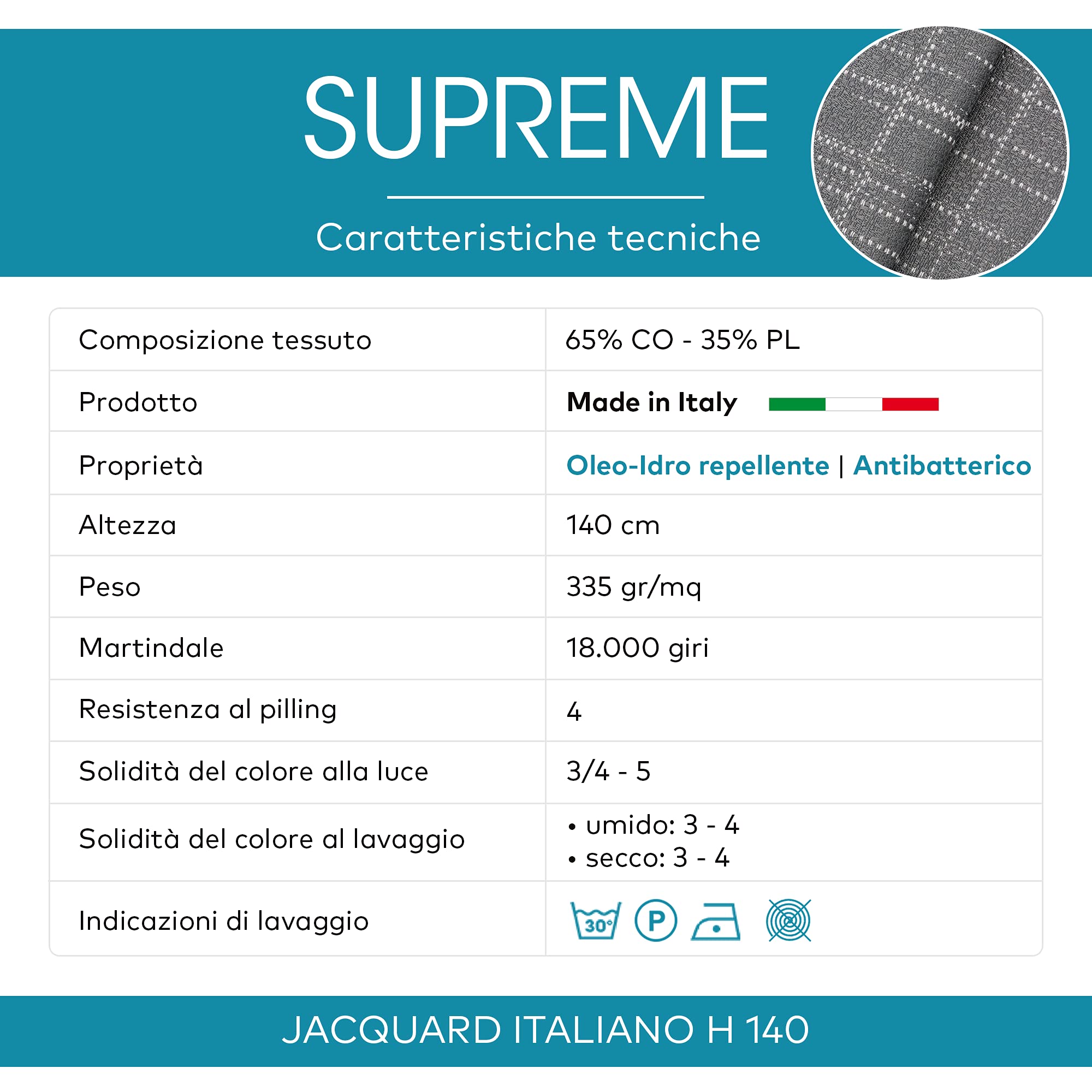 DESHOME Supreme 10 metri - Tessuto al metro Antibatterico Idrorepellente Jacquard Italiano Stoffa per tappezzeria divani, poltrone, cuscini, sedie (Crema)