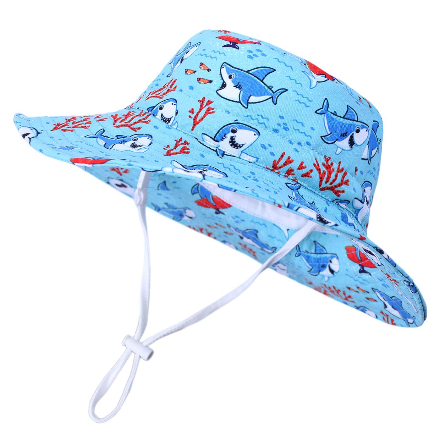 Happy Cherry Bebé Sombrero con ala Verano para Niños Niñas Infantil Gorra de Pescador Correa Ajustable Estampado Lindo Bucket Hat Protección Solar para Playa Vacaciones - 0-6 Años