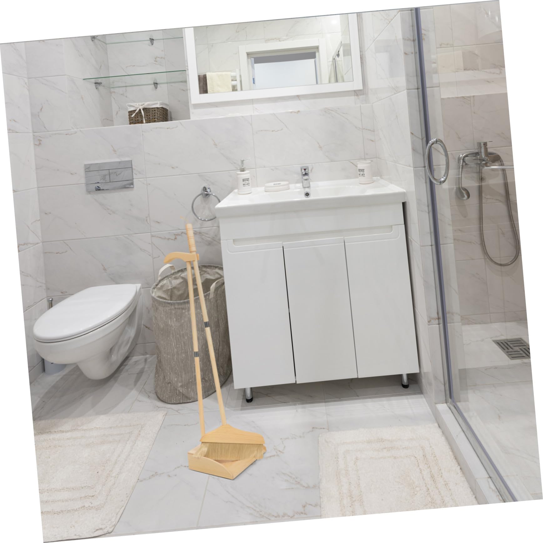 Kit de Escoba de Cerdas Suaves Recogedor de Madera Ligero y Resistente para Limpieza de Exteriores y Hogar