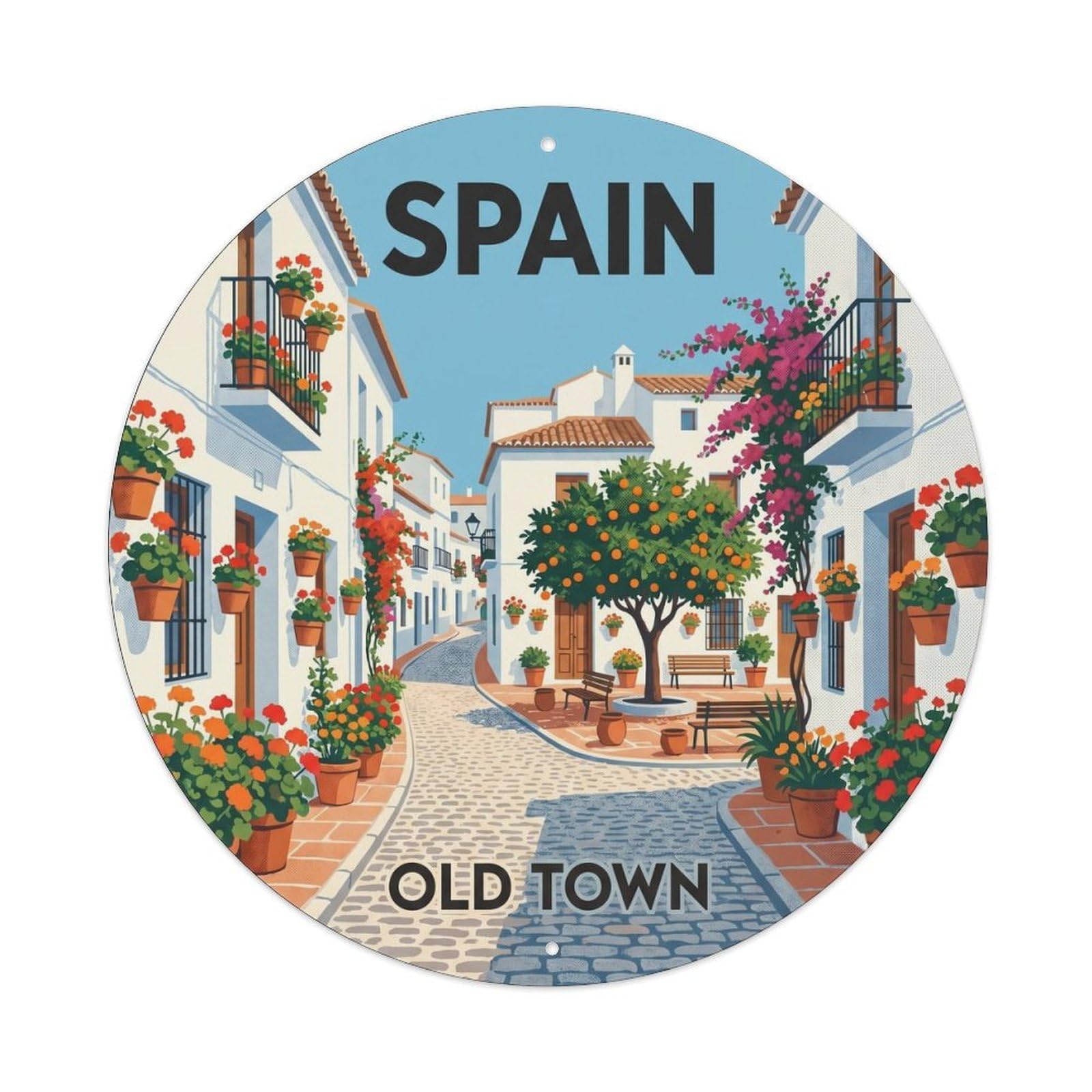 Marbella Old Town Spain Historic Travel Destination Metal Tin Sign
