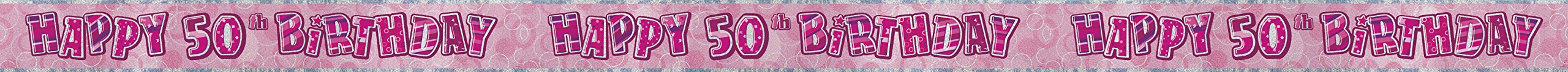 Unique Party Pink 92065 - 9Ft Foil Glitz Happy 50Th Birthday Banner
