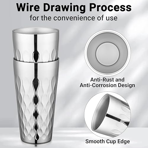 Miniatura 10 de Beasea Vaso aislado de acero inoxidable, juego de 4 vasos apilables de acero inoxidable de 10 onzas, vaso pequeño de metal de doble pared aislado al