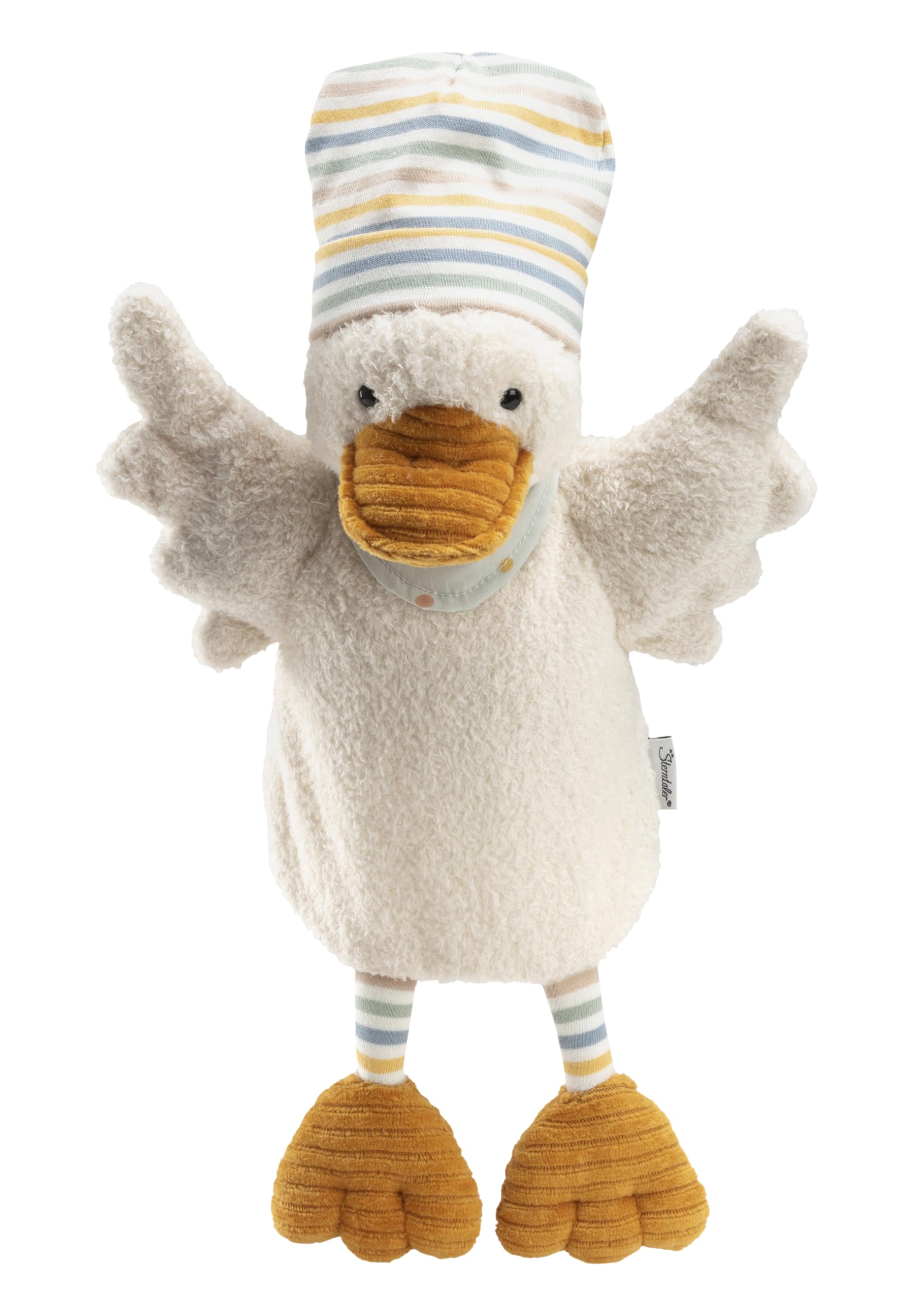 Sterntaler Handpuppe Ente Edda Lou mit Beanie Mütze - weiches Kinder Spielzeug zum Puppentheater, Erzählen, Kuscheln & Sprachförderung – Perfekter Spielkamerad & Geschenkidee, beige