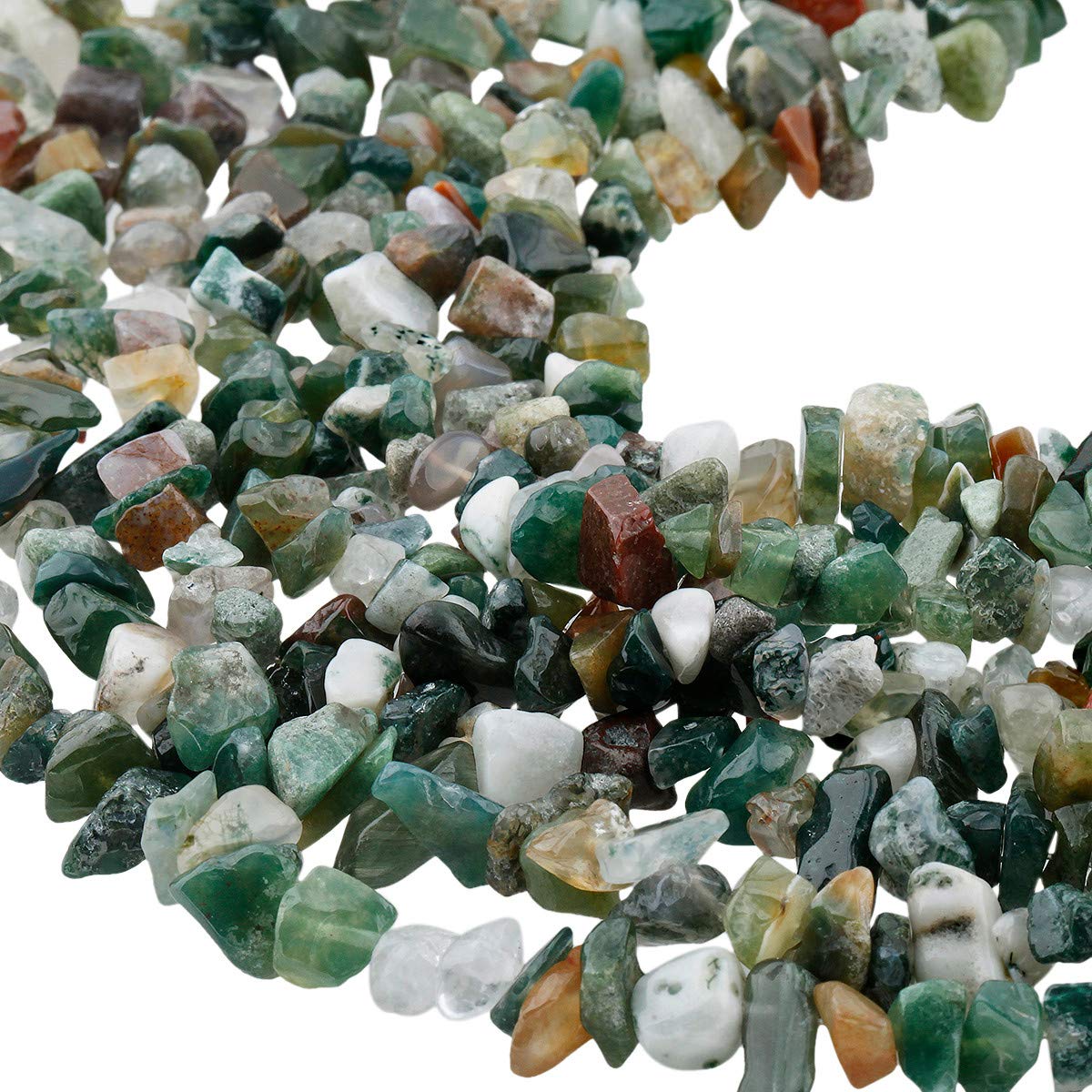 Nupuyai Moss Agate Irregular Polished Beads for DIY Jewelry Making Bracelet Necklace Chip Stones for Chakra Healing 80cm - Image 2