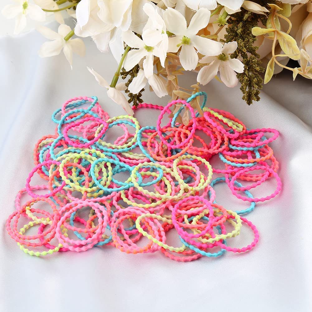 Corbatas para el pelo de bebé para niñas, soporte para coleta de caballo, bandas elásticas para el cabello, 3 cm para niños pequeños (100 piezas arco iris para niños)