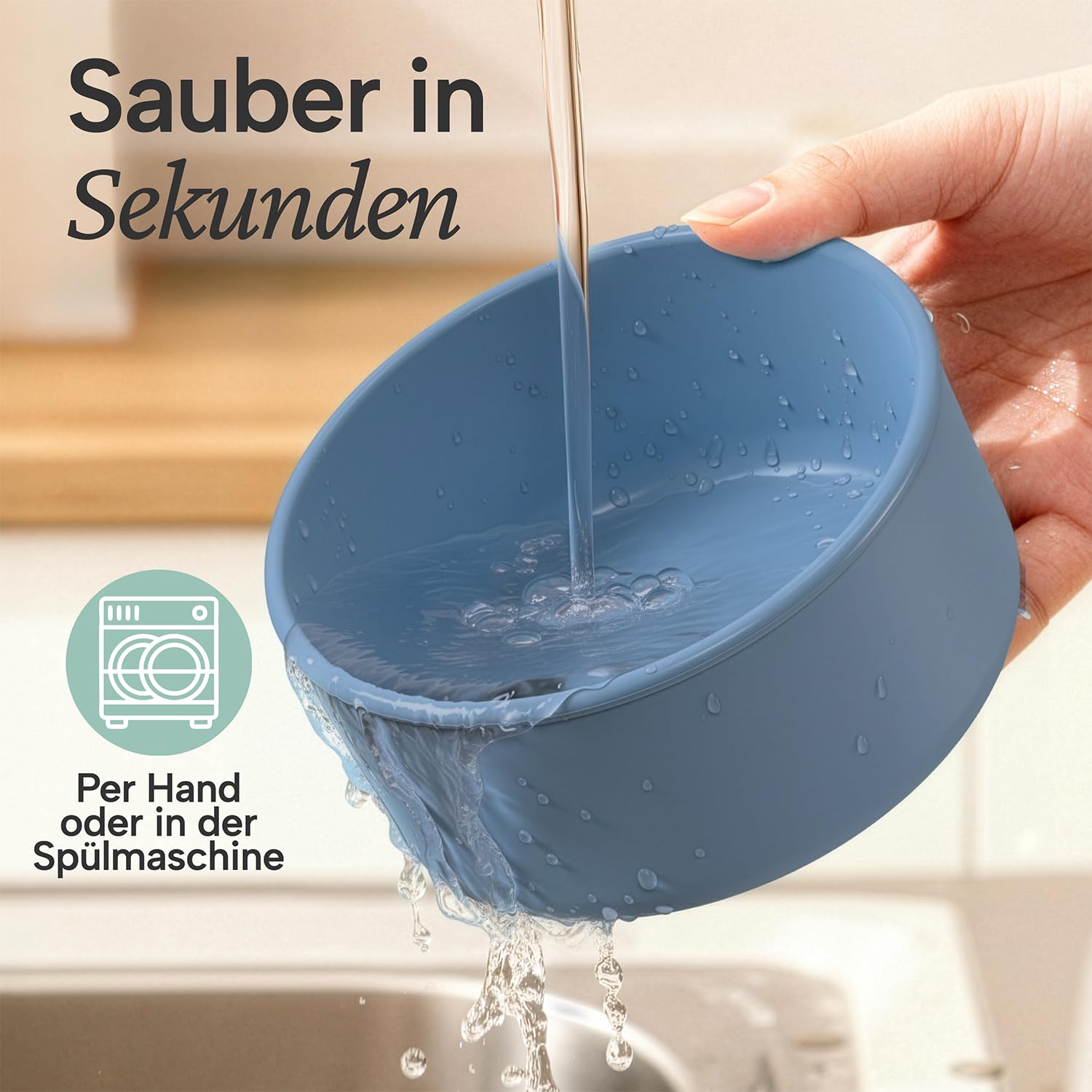 Blumtal Pizzaballenbox mit Deckel 4er Set - BPA-freie Pizza Ballenbox Silikon 14,5x6,5cm - antihaftende Pizza Box für optimale Gärung - Gärbox - Teigballenbox - Pizzabox - Pizzateig Box - Set Blau