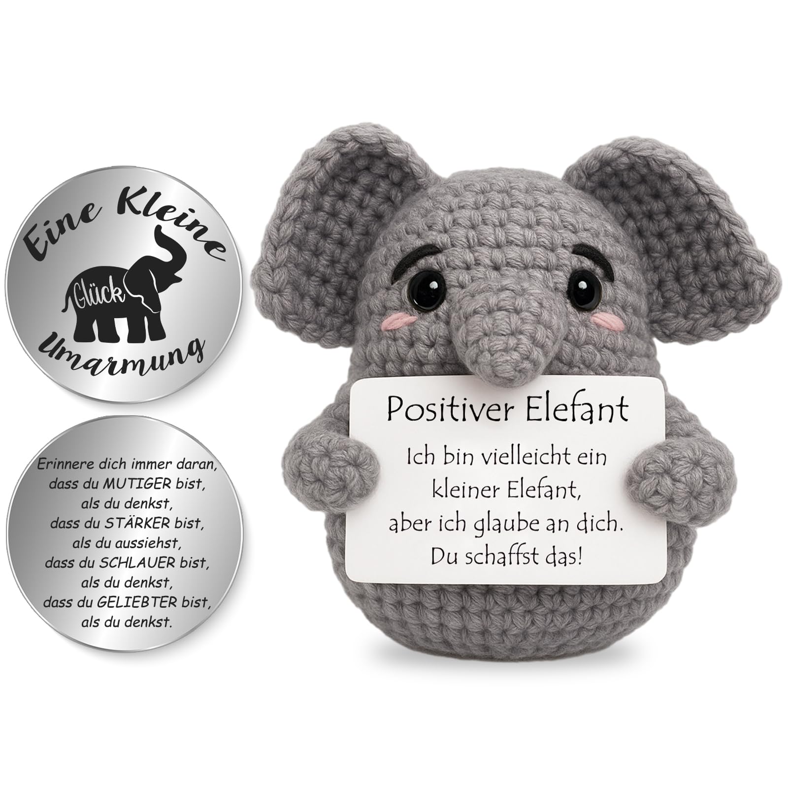 Tixlux Pocket Hug Fröhlicher Pinguin, Kreative Strickwolle Pinguin Dekofigur und Kleine Umarmung Glücksbringer, MutmacherGeschenk, Gute Besserung Geschenk, Weihnachten