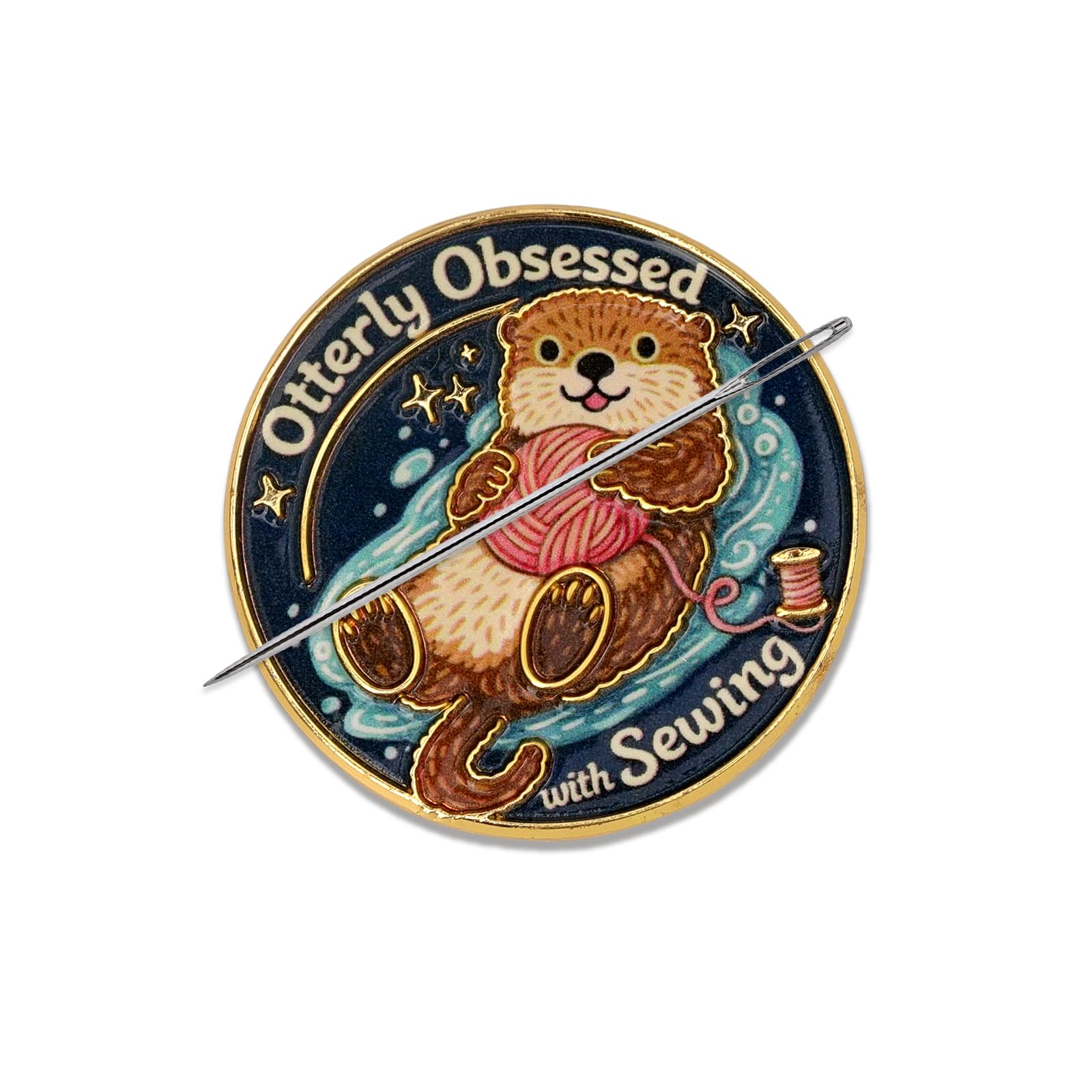 Funny Otter Needle Minder Magnet, Magnetic Sewing Accessory with "Otterly Obsessed with Sewing" Design, Cute Holder for Embroidery, Needlepoint &amp; Cross Stitch Projects