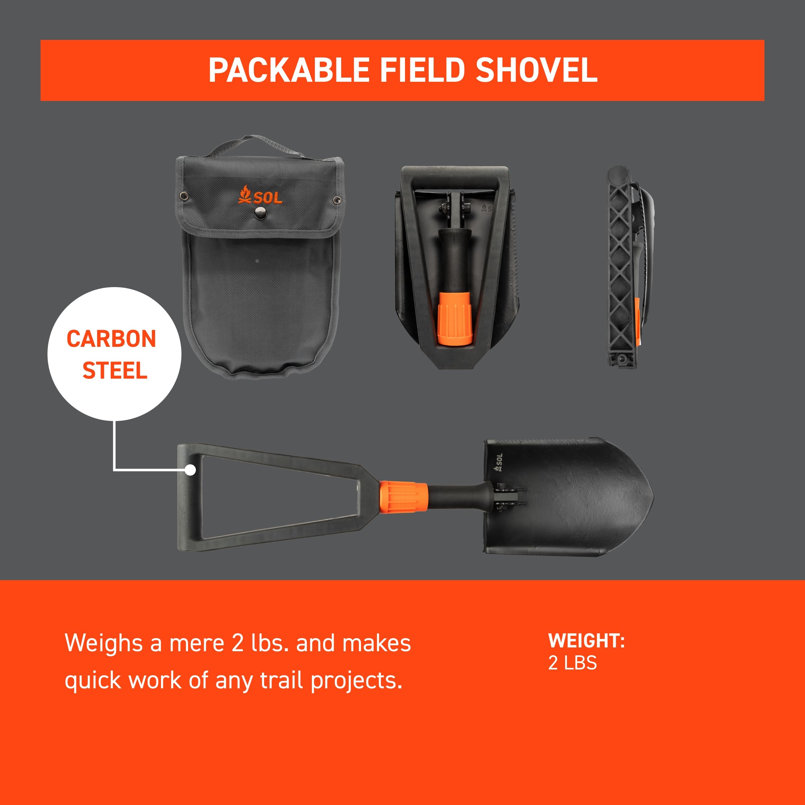 SOL Survival Carbon Steel Packable Field Shovel