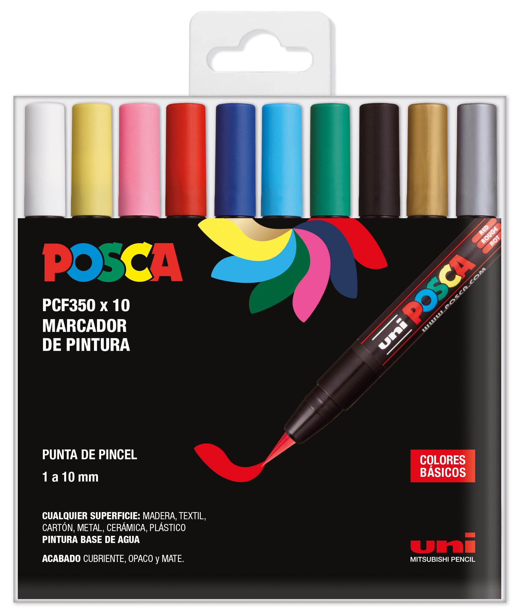 Posca estuche marcadores PCF-350 Colores básicos 10 Uds