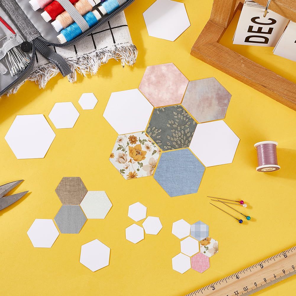 CRASPIRE 500Pcs Paper Quilting Template Hexagon Reusable White Paper Template Paper Piecing Stencil for DIY Patchwork Crafts Sewing Making Use in Sewing Paper Piecing Templates - Image 3