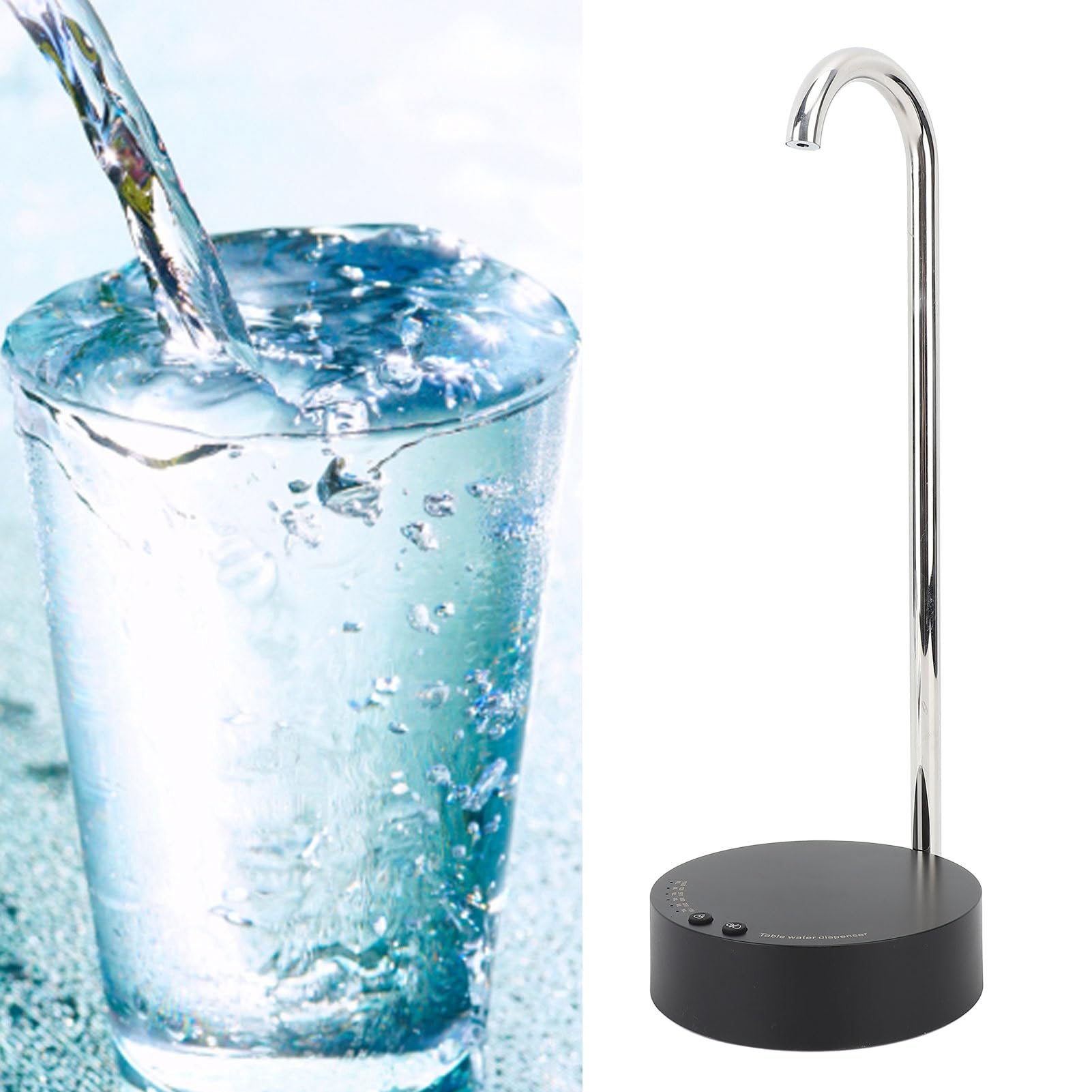 Electric Water Bottle Pump, Multipurpose Energy Saving Easy Assembly Countertop Water Dispenser for Home and Office (Black)