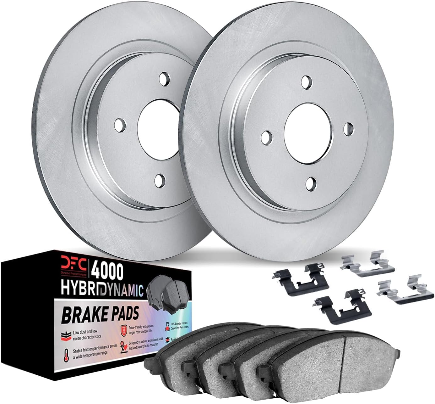 Dynamic Friction Company Brake Kit For 1992-1997 Honda Accord| Rear 4000 HybriDynamic Brake Pads and Rotors Kit|Hardware included