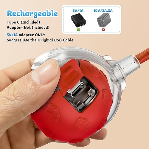 Miniatura 7 de Juguetes interactivos para gatos de interior, nueva bola de gatito móvil mejorada 2025 con sonido de chirrido, bola rodante rápida recargable,