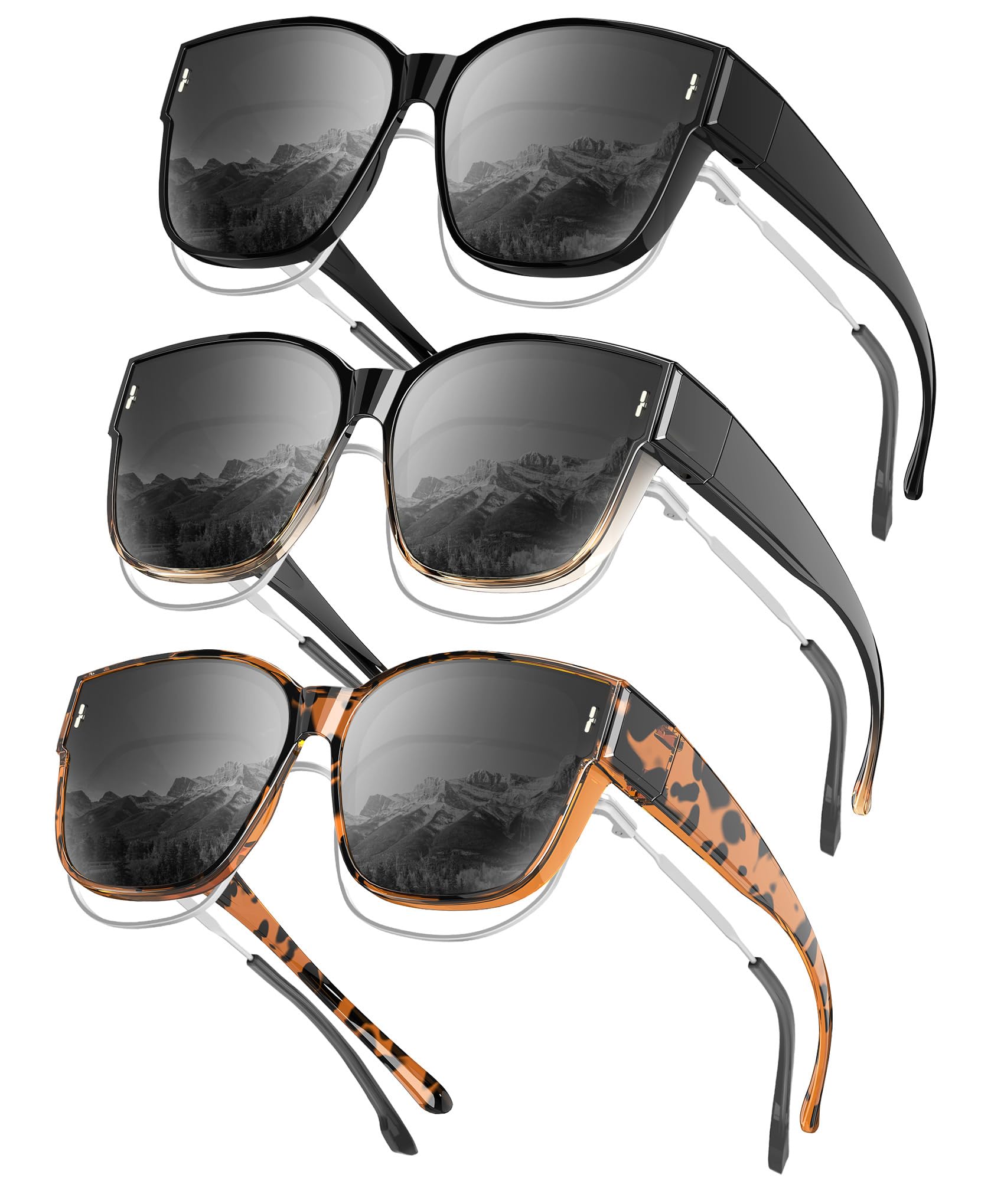 KALIYADI Night-Vision-Glasses Fit-Over-Glasses Wrap-Around Glasses: Anti Glare Night Driving Glasses for men women HD Lens