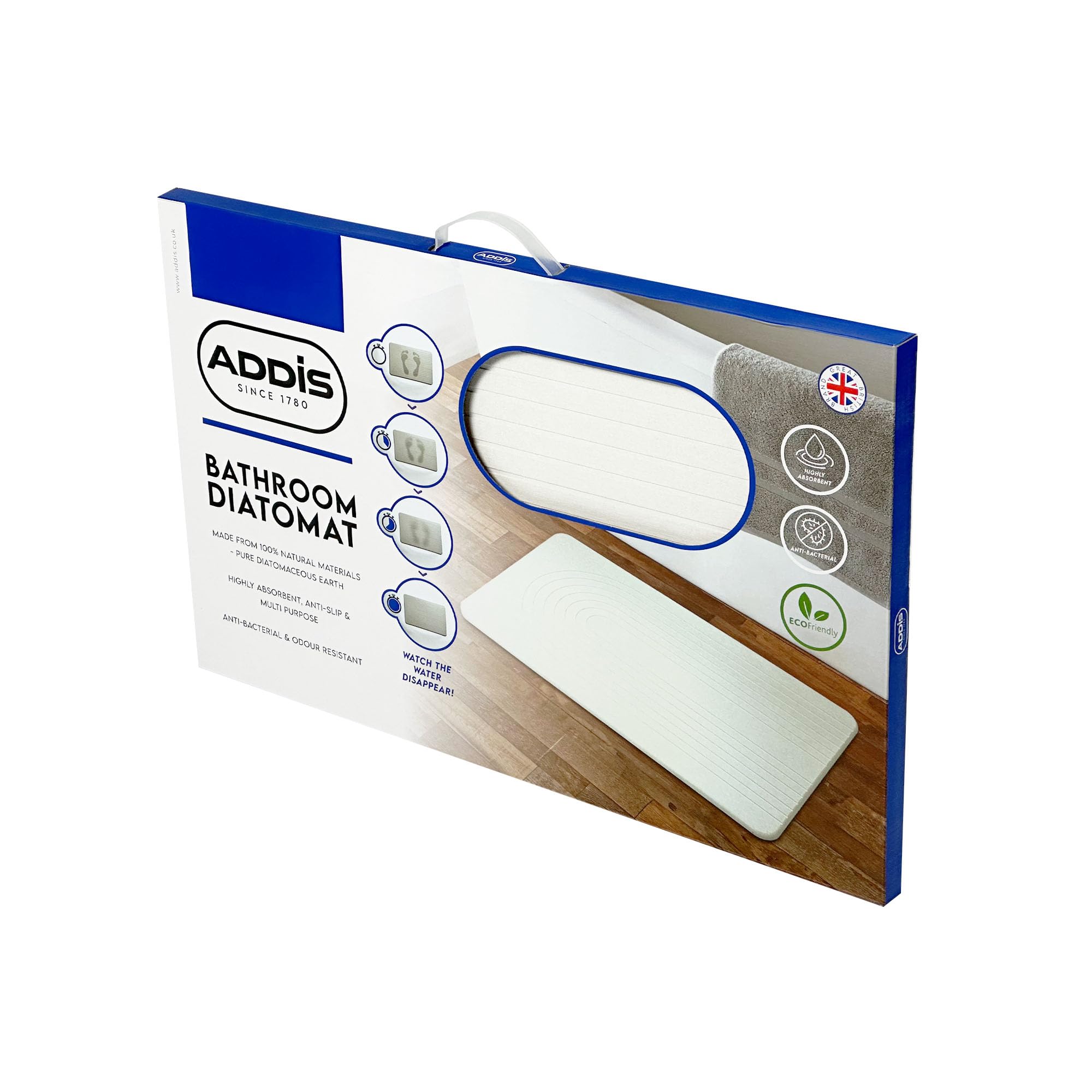 Addis Diatomite Bath Mat 100% Pure Natural Diatomaceous Earth Highly Absorbent Non Slip Quick Drying, Stone