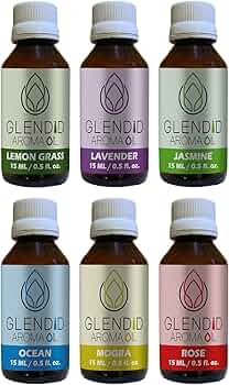 GLENDID Lemon Grass, Lavender, Jasmine, Ocean, Mogra, Rose Diffuser Scented Fragrance Aroma oil