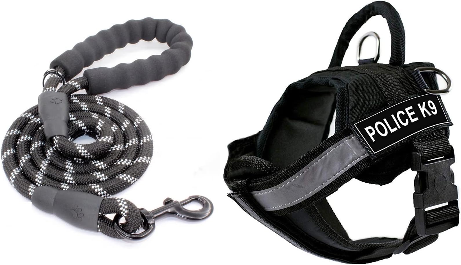 24x7 eMall Dog K9 Police Harness Dog Vest Combo with 5ft Leash with Handle and Adjustable XL- 28-38 Inch Girth
