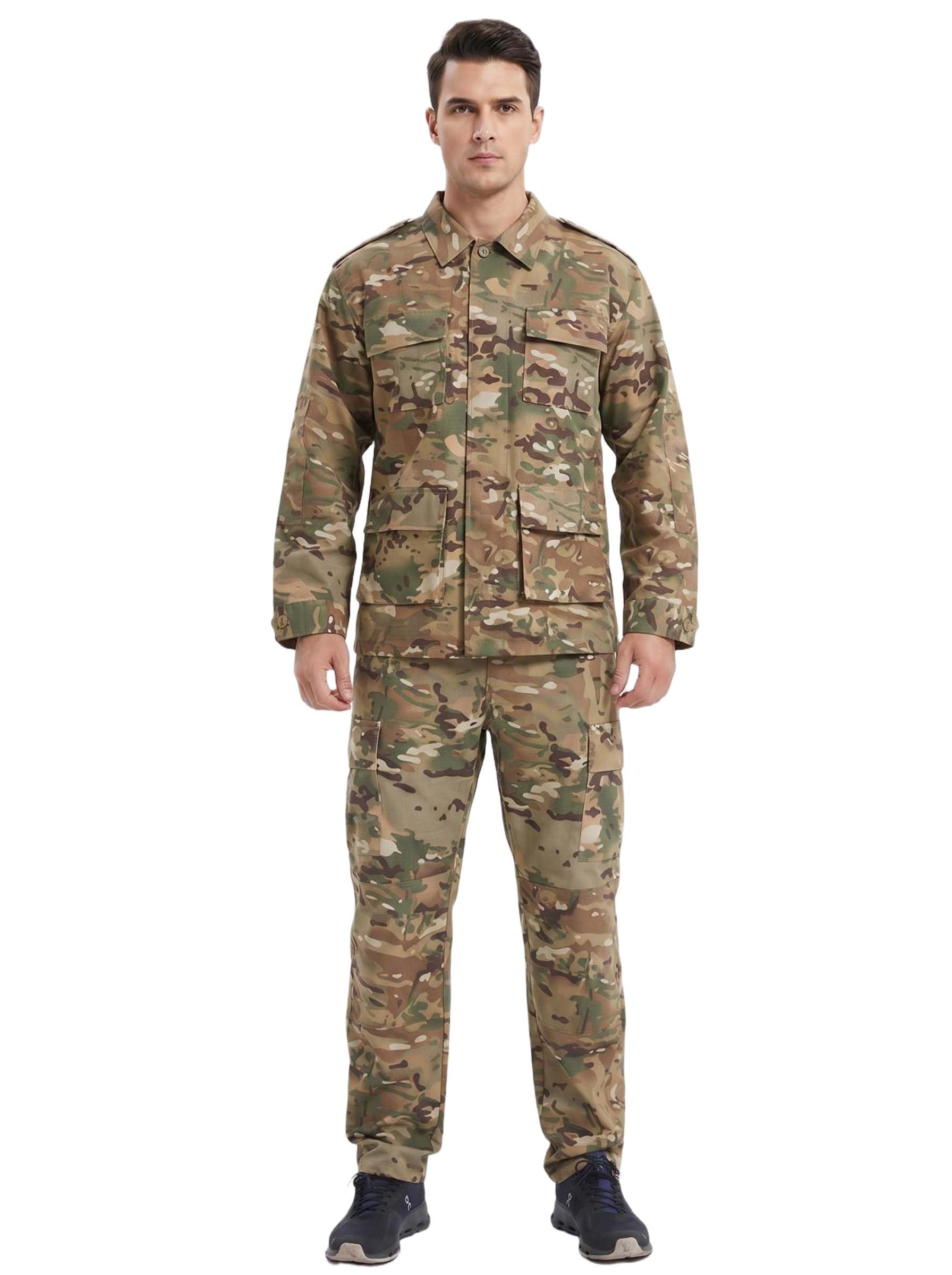 YUSHOW Malla Militar Hombre Traje Airsoft Chaqueta Táctica Manga Larga Pantalones Militar Camuflaje Paintball Uniform Caza Escalada BDU