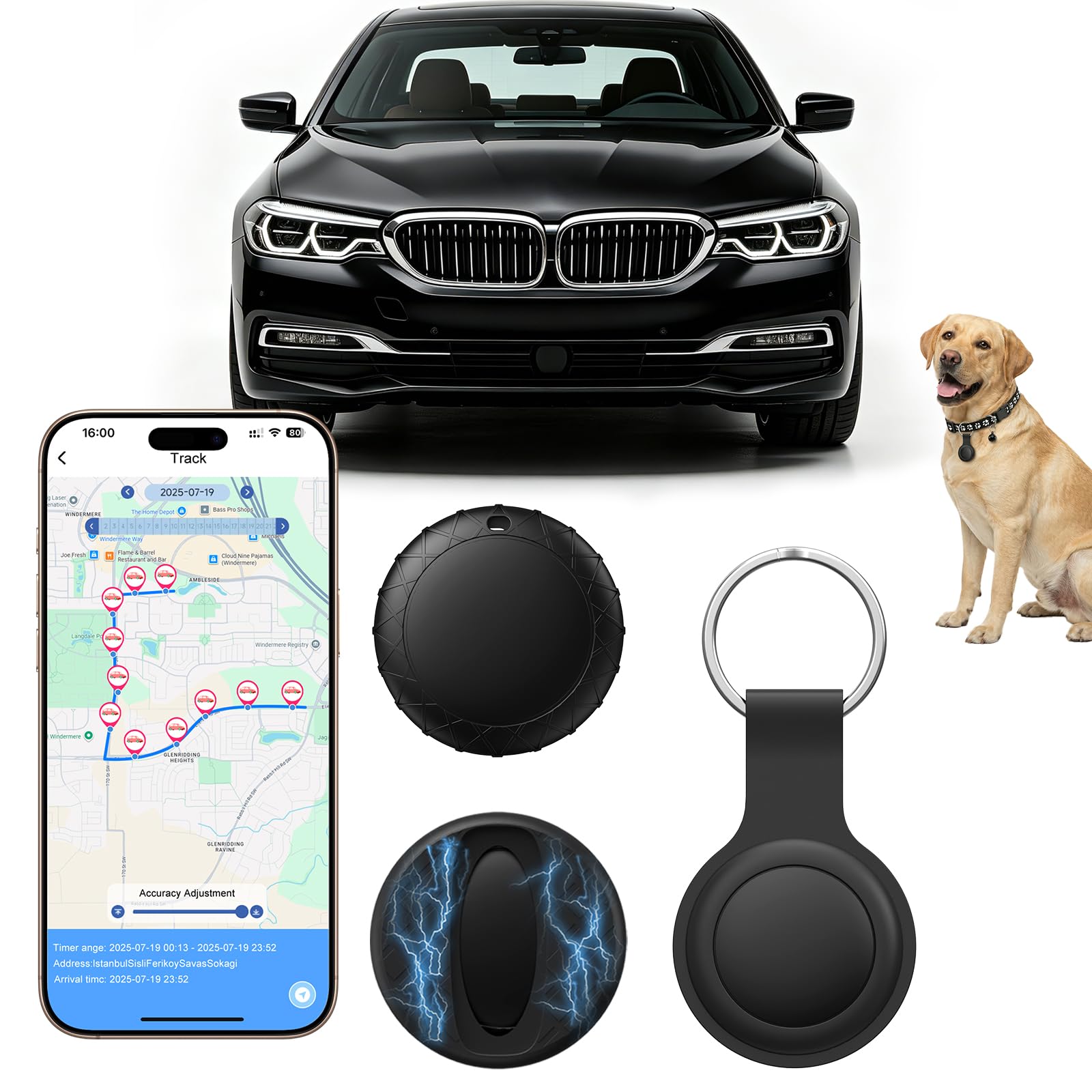 GPS Tracker per Auto, GPS Auto Localizzatore Compatibile con iOS e Android, Tracciamento Globale in Tempo Reale, Localizzatore Gps Senza SIM, per Bambini, Auto, Animali Domestici, IPX6 Impermeabile