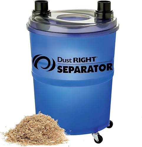 Dust Right Separador de polvo + manguera Flex-Form de 36 pulgadas, colector de polvo ciclón que separa aserrín, astillas de madera, desechos y más,