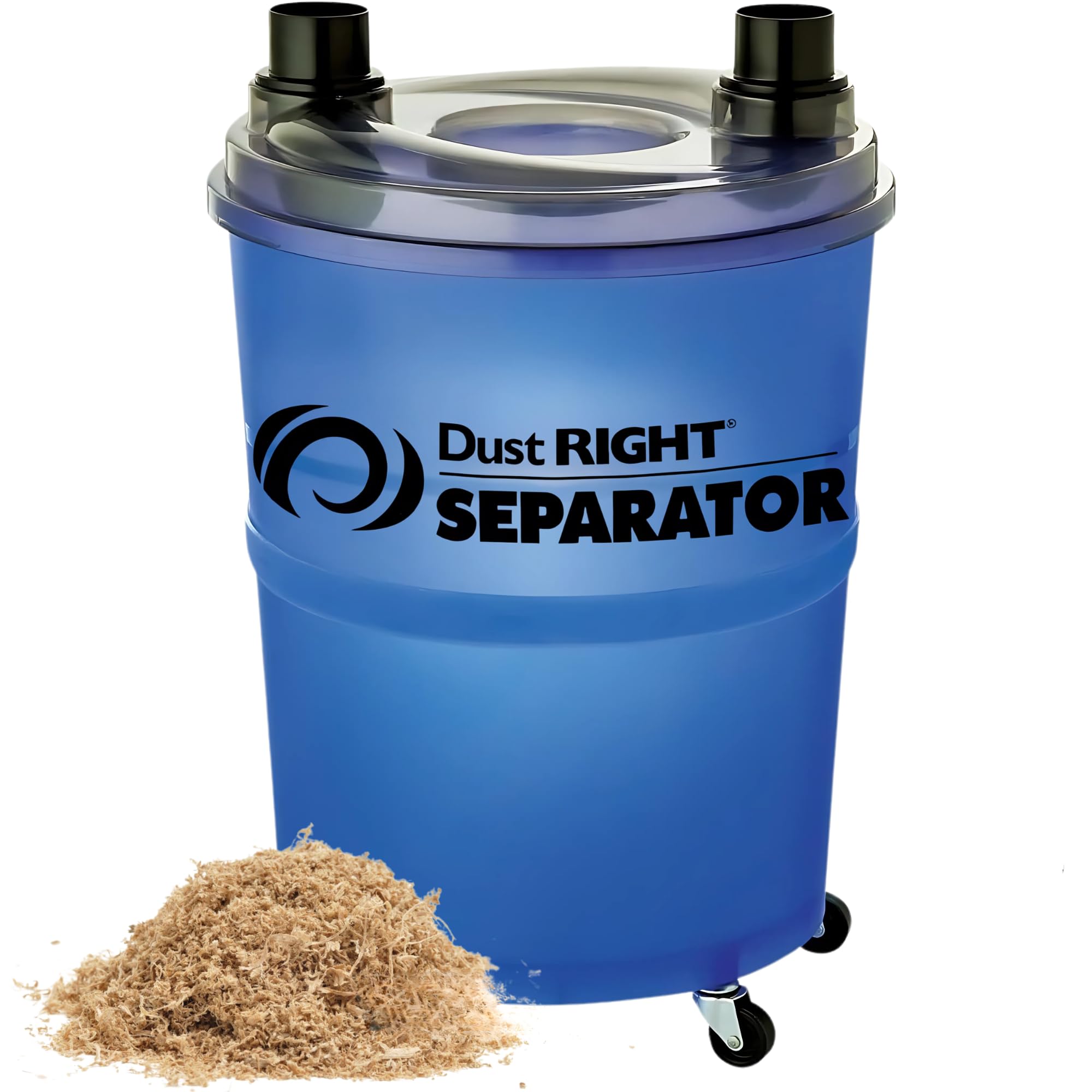 Dust Right Dust Separator + 36" Flex-Form Hose - Cyclone Dust Collector Separates Sawdust, Wood Chips, Debris, and More - 10-Gallon Translucent Bucket - Dust Collectors for Woodworking for Shop Vacs