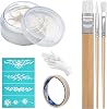 Etching Cream Kit for Glass, Etching Paste for Kit, DIY Art Craft Supplies Create Permanently Stunning, Bundled with 3 Application Brushes, 1 Paper Tape, 1 Nitrile Gloves, 1 Silk Screen Label