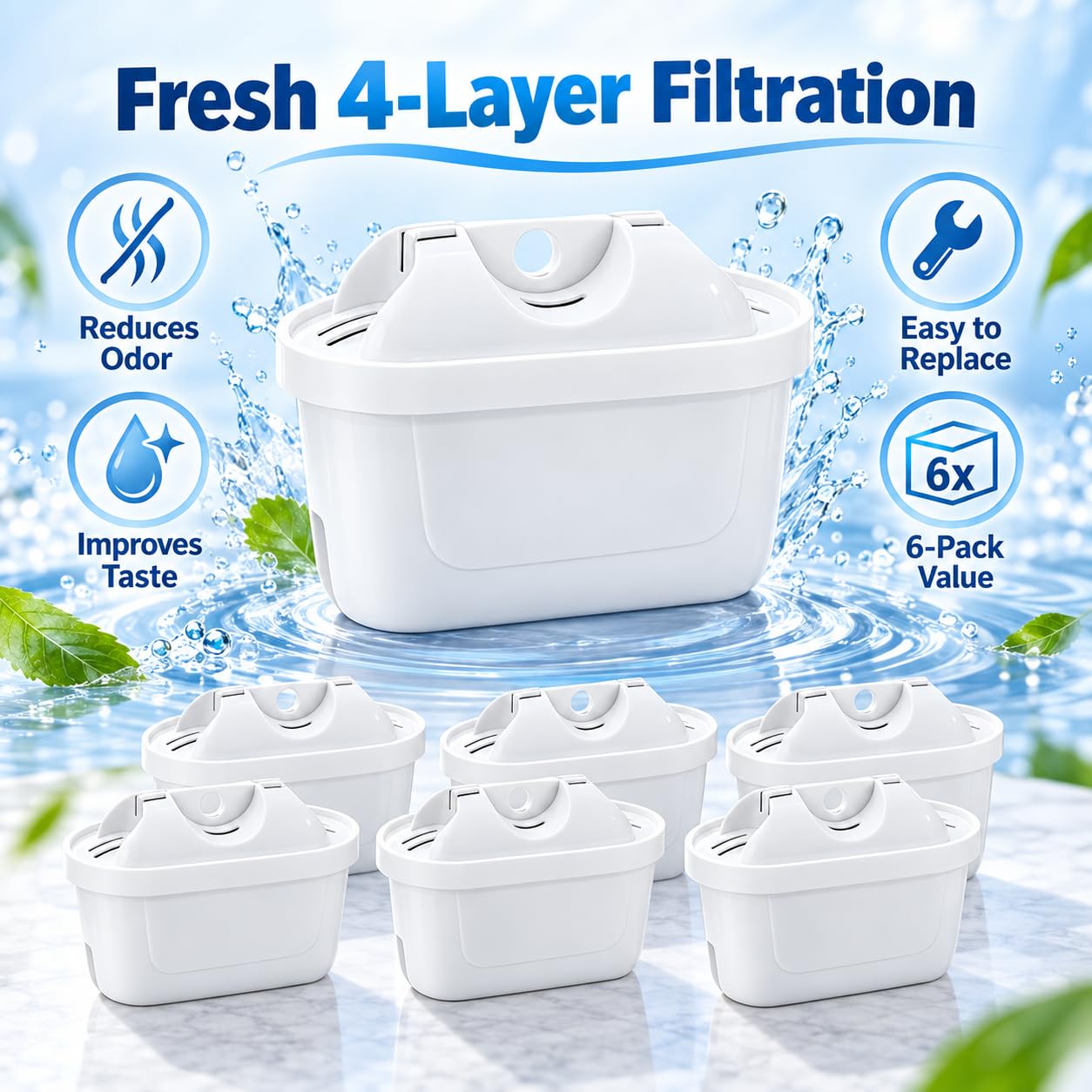 Filtros Jarra de Agua para BWT AQUAlizer Home, Pack 6 Recambios
