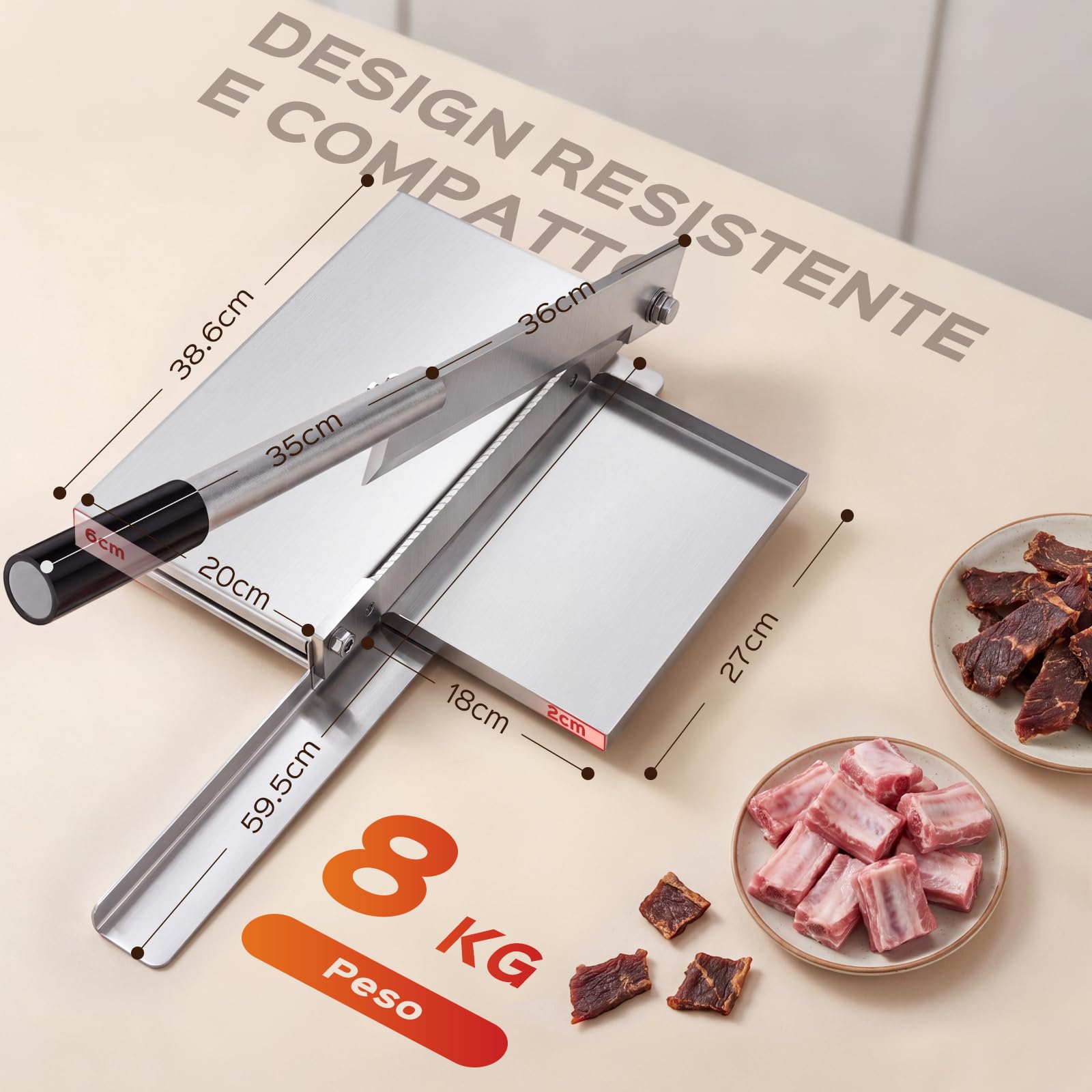 Moongiantgo Affettatrice Manuale per Carne Ossa, 36cm Lama, Taglia Carne