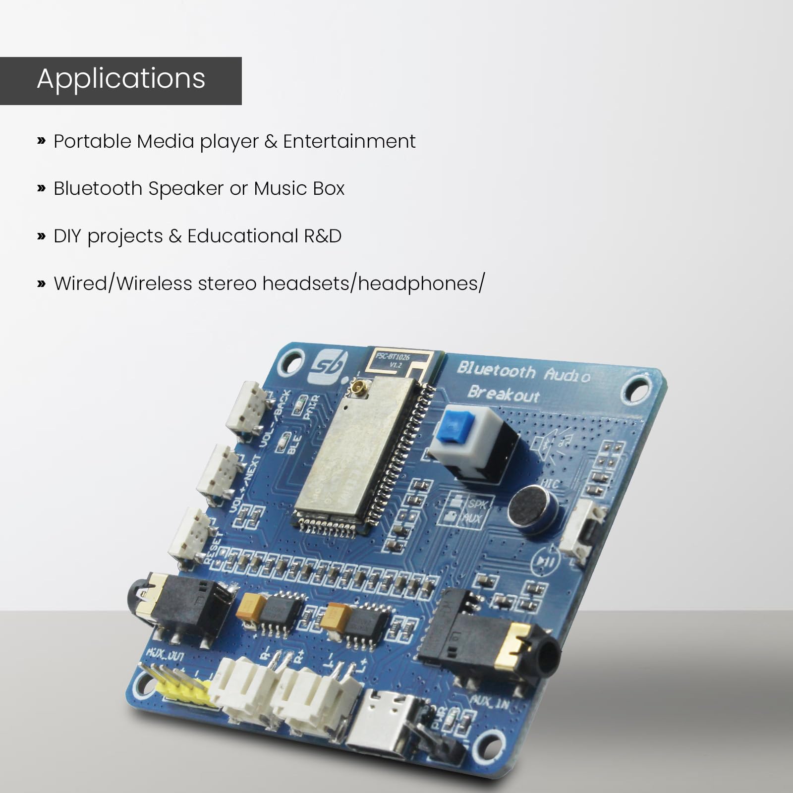 SB COMPONENTS Scheda di espansione Bluetooth Audio Breakout con altoparlante da 2 Watt per soluzione audio tutto in uno Rivoluziona i tuoi test e le tue esperienze audio con la scheda di espansione