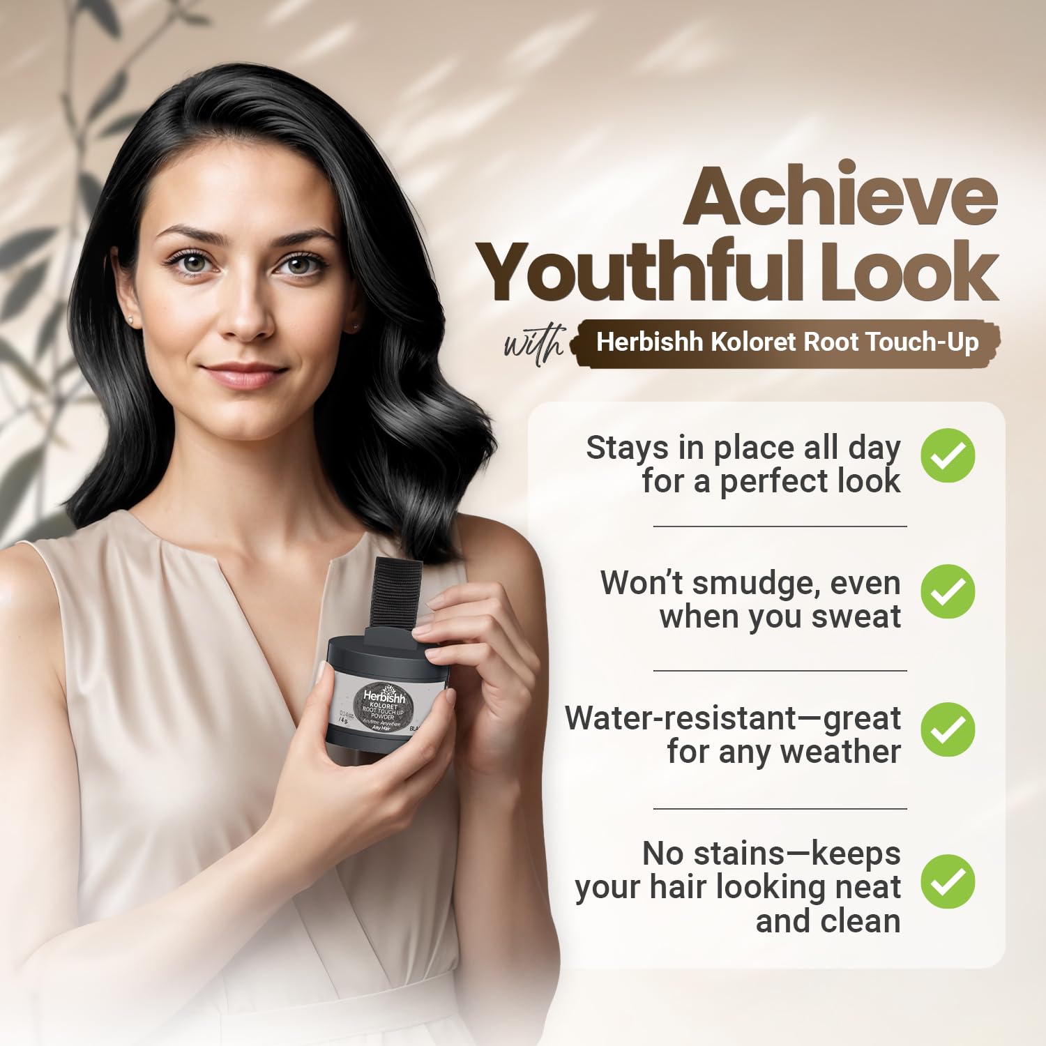 Koloret Root Touch Up Powder– Natural Black Powder for Women & Men, Instant Root Cover Up for Gray Coverage, Hairline Concealer for Thinning Hair & Bald Spots, Water-Resistant & Smudge-Proof, 4g