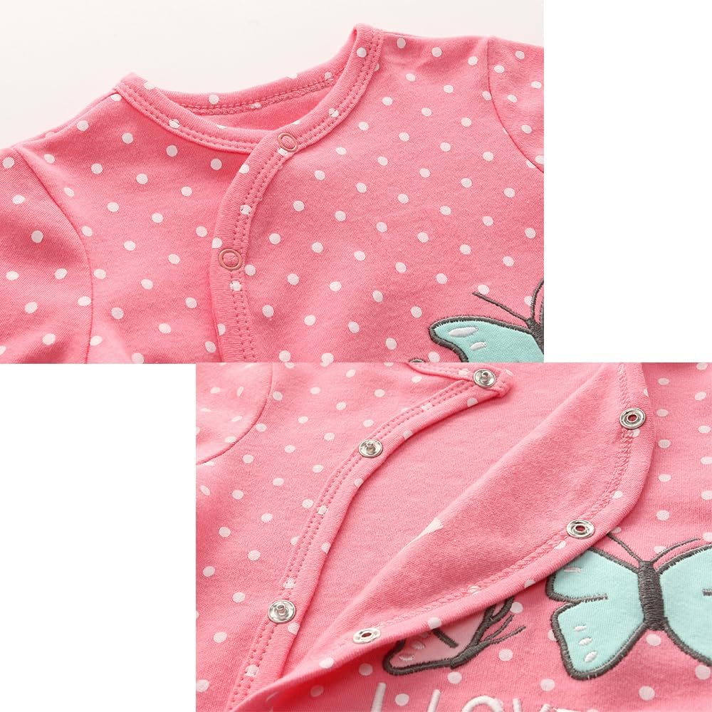 MAMIMAKA Baby Boys Girls Footies One-Piece Romper Long-Sleeve Jumsuit Cotton Newborn Clothes Set 3-Pack Baby Pajamas