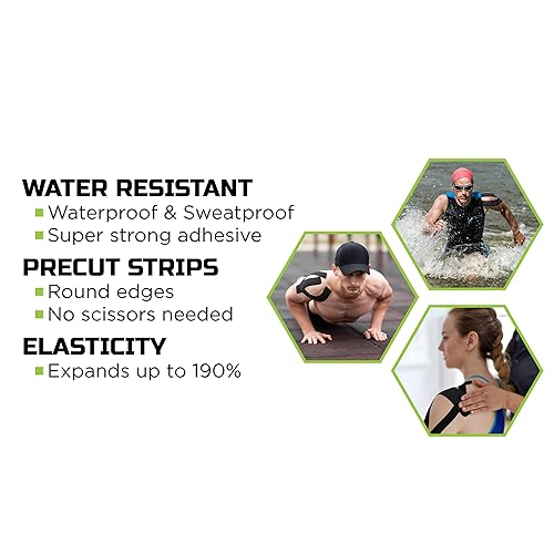 Miniatura 4 de Green Drop Cinta de kinesiología – Transpirable, patentada, alivio natural con infusión de hierbas, aprobada por HSA/FSA – 20 tiras precortadas, 20