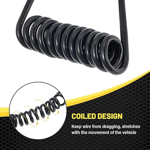 Miniatura 5 de Oyviny Cable de extensión de remolque plano de 4 vías, cable en espiral de 5 pies de 4 pines, arnés de cableado macho y hembra, 18 AWG 60 pulgadas,
