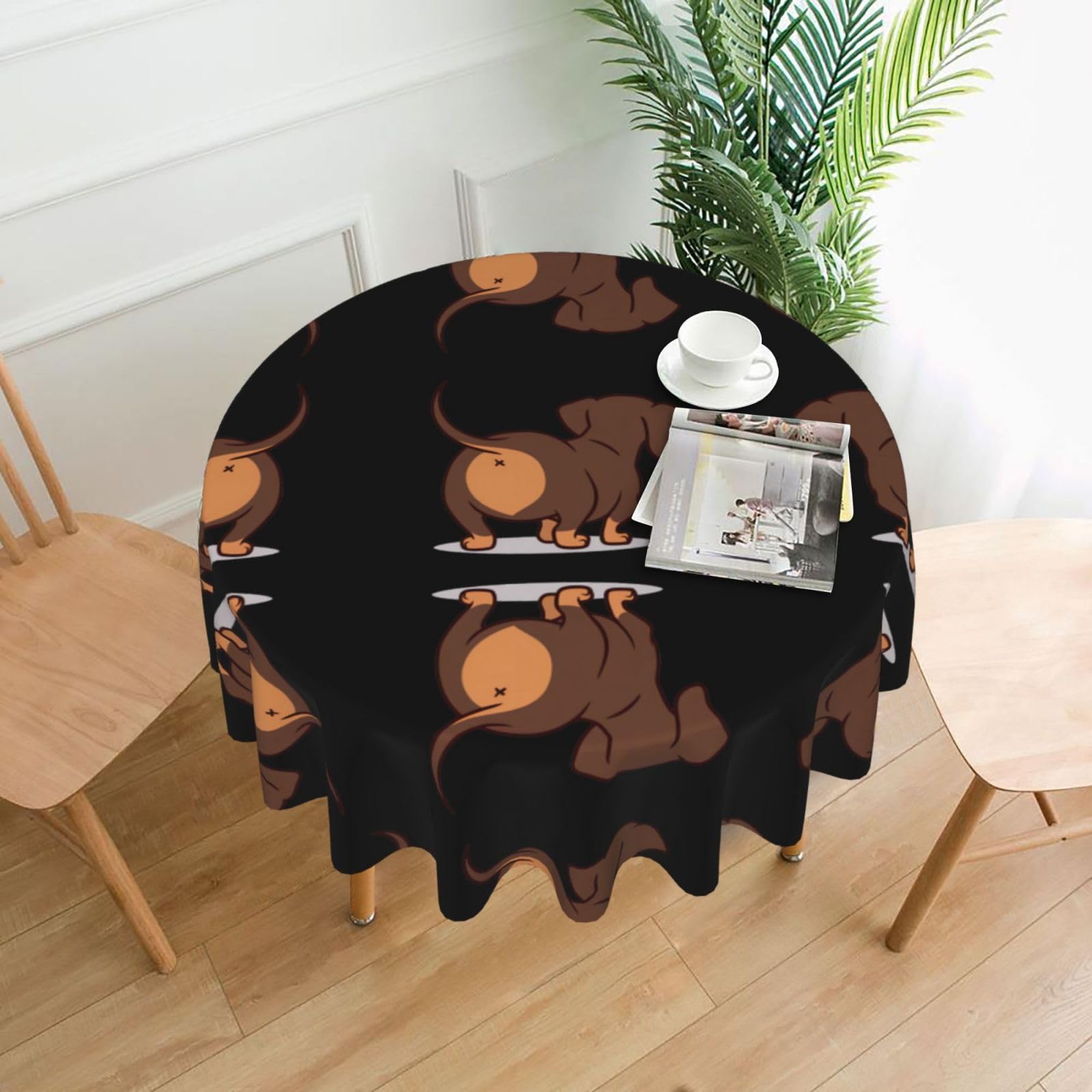 hhxvcv Cute Dog Round Tablecloth – Dining Table Cover