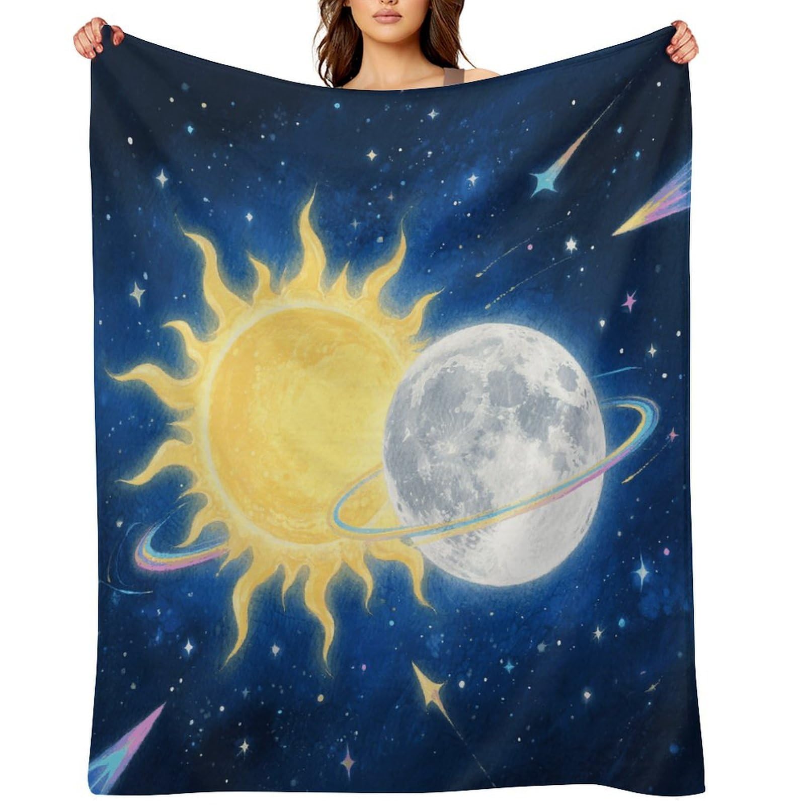 Moon Sun Throw Blanket for Couch and Bed Super Soft Warm Lightweight Throw Blankets Cozy Fuzzy Flannel Blanket Personalized Decorative Blankets for Sofa Decor 40"x50"