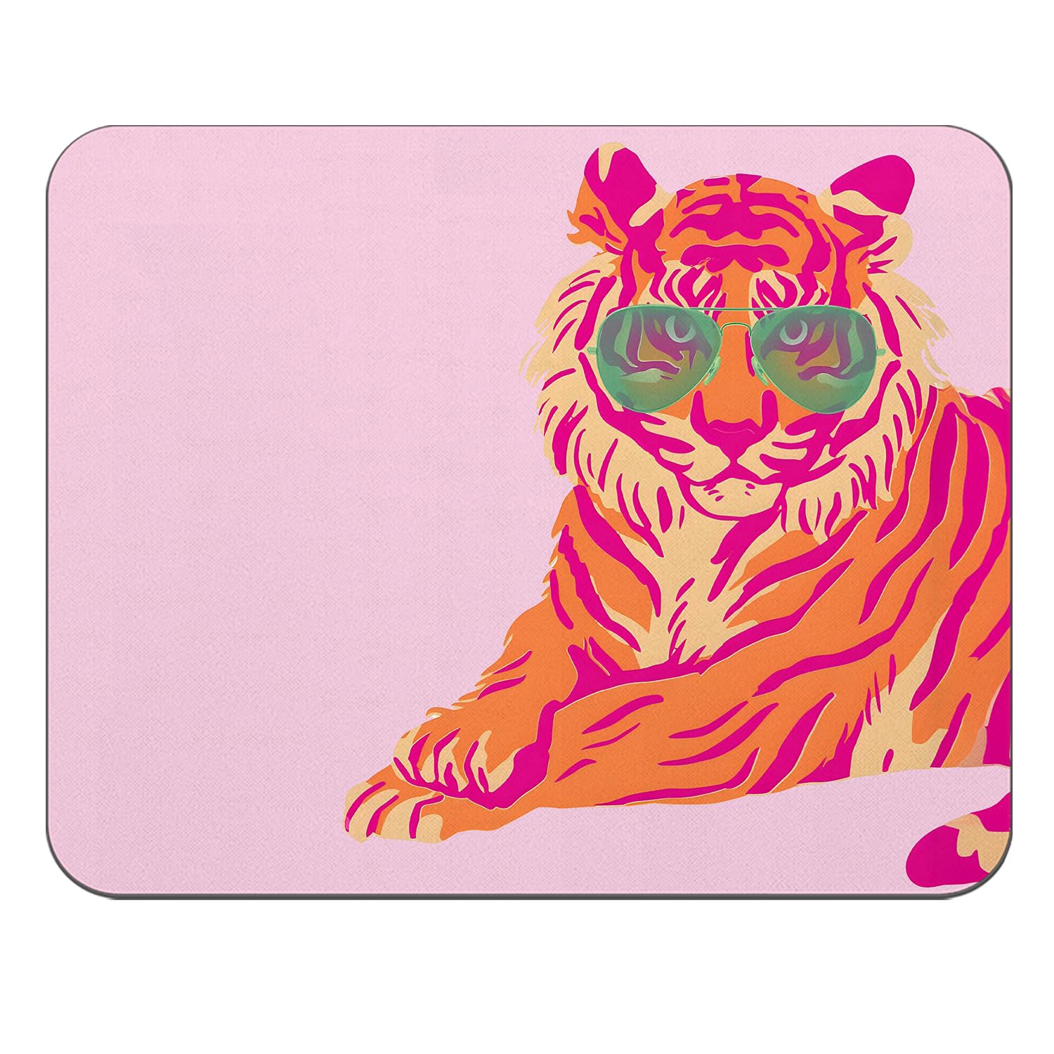 OFlich Pink Tiger Square Mouse Pad, 7.9x7.9 Inch, Non-slip, Waterproof, Gaming & Office