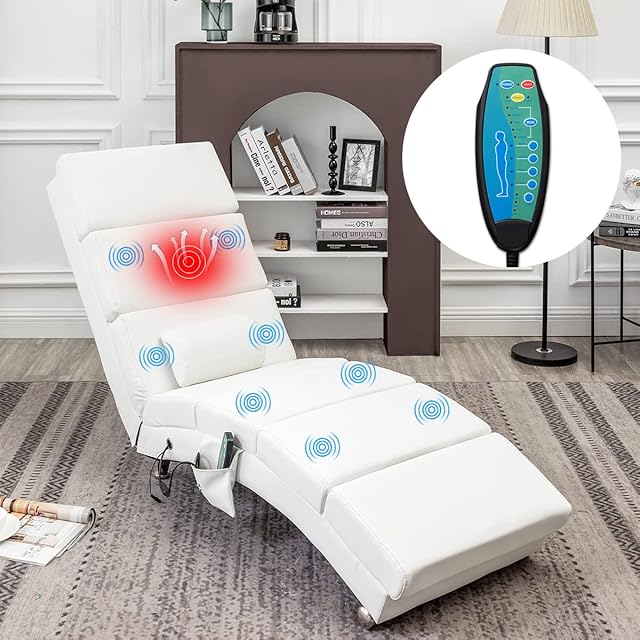 EROMMY Massage Reclining Chair Relax Lounger with Heating and Vibrating Function Ergonomic Indoor Long Lounger for Office, Living Room