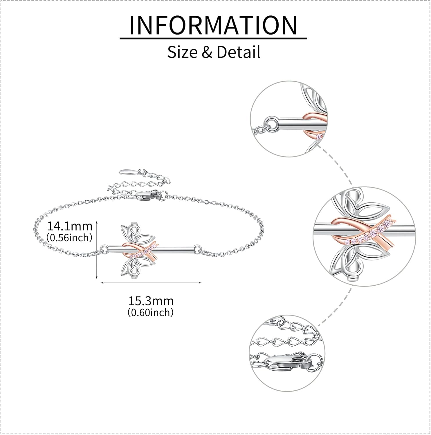 Breast Cancer Bracelets 925 Sterling Silver Pink Ribbon Cross Butterfly Pendant Bracelets Breast Cancer Jewelry Breast Cancer Survivor Awareness Christmas Gifts For Women - Image 5