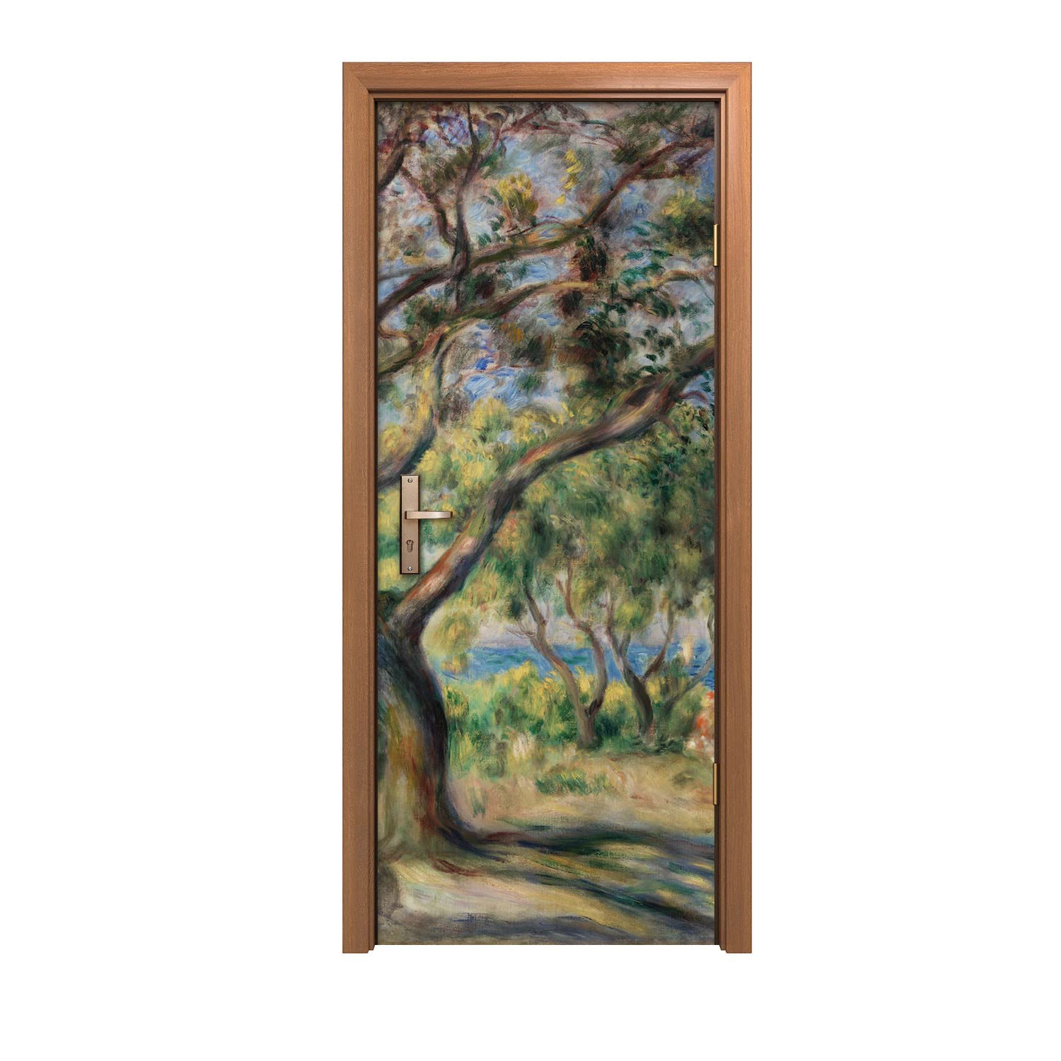 Autocollant de porte lavable 80x200cm Les arbres Waves haute définition