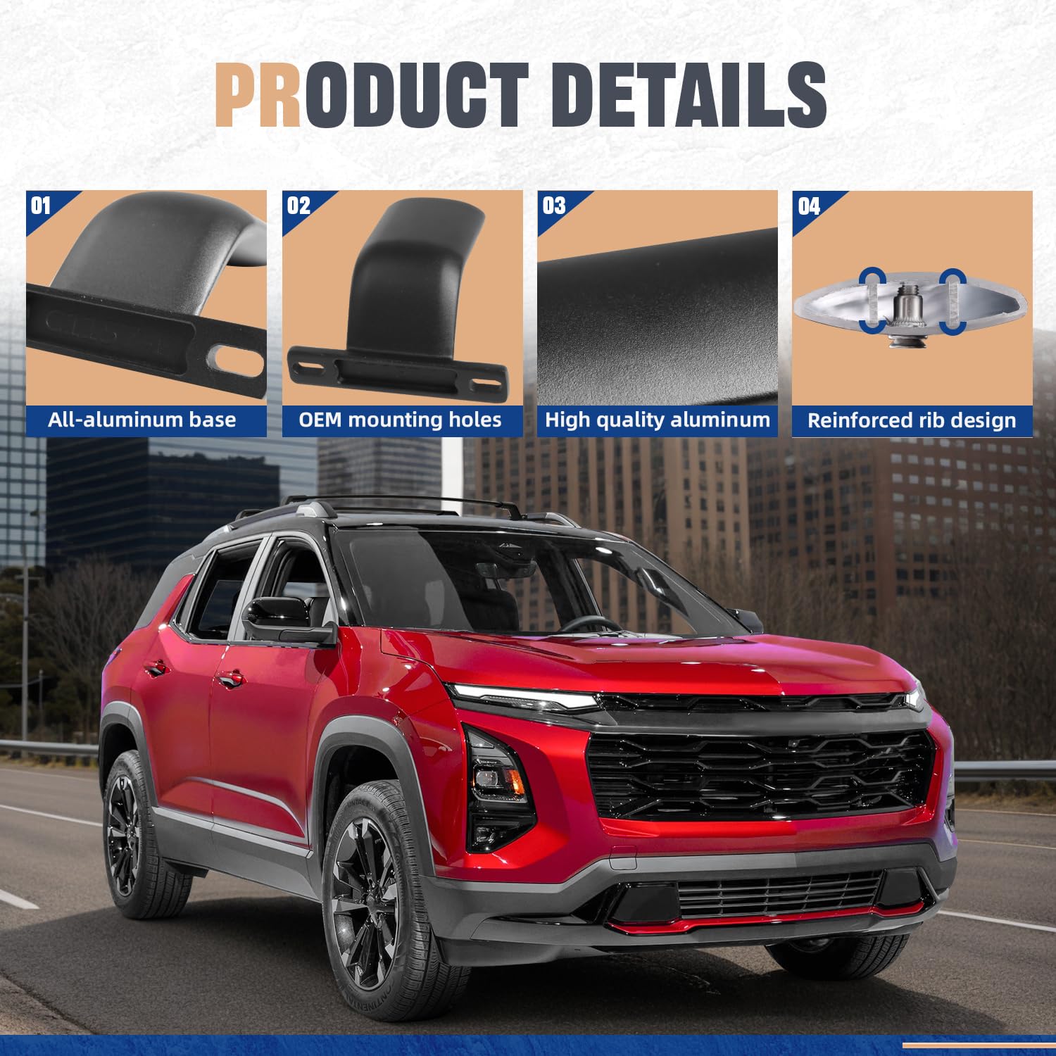 Wonderdriver Lockable Roof Rack Cross Bars For 2025 Chevy Equinox | 260lb Capacity Aluminum Rails