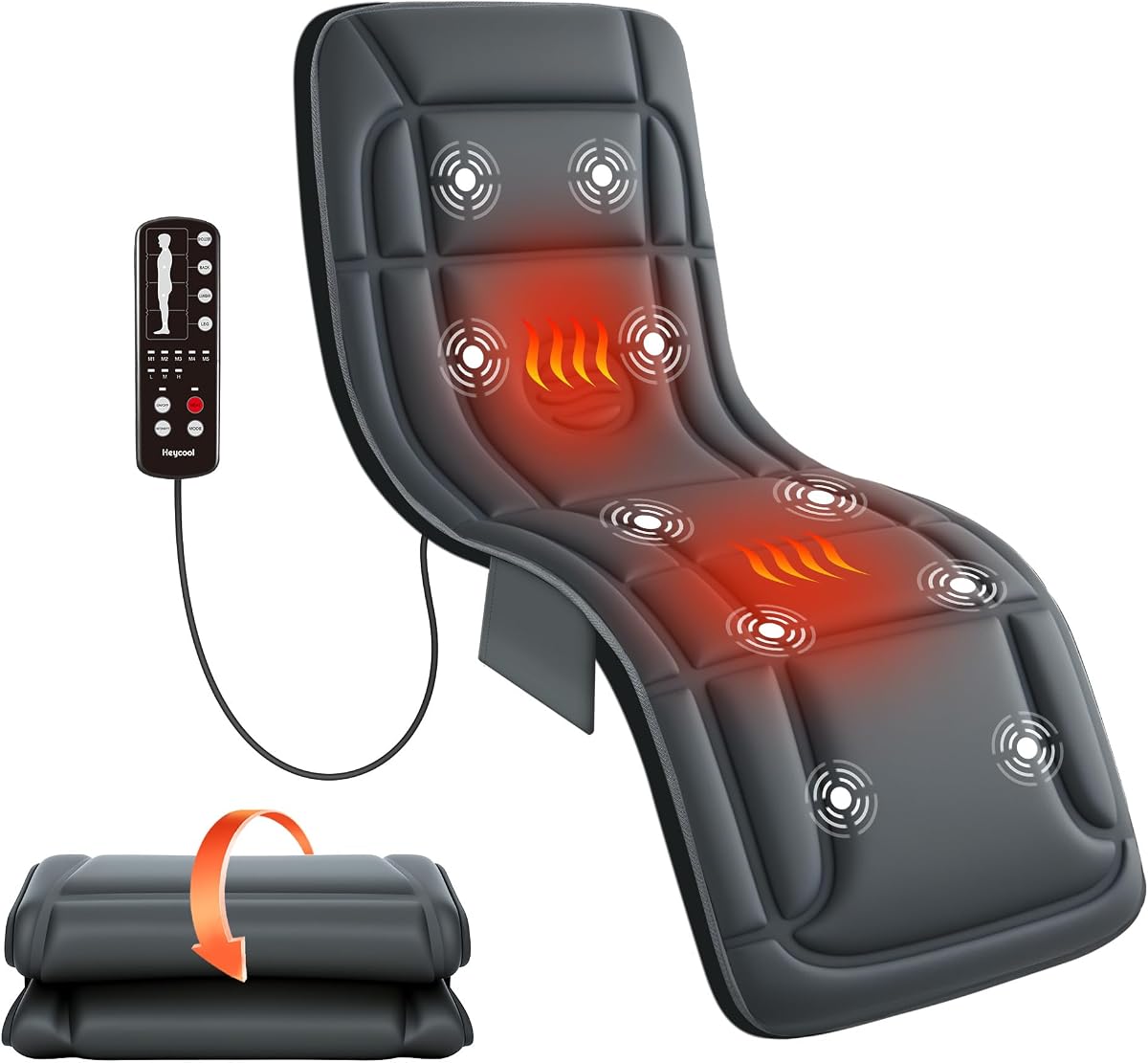 Heycool Full Body Massage Mat with Heat, Gift Men Women | Vibration Massage Chair Pad Heating Back Massager for Bed Sofa, 10 Vibration Motors & 2 Heating Levels