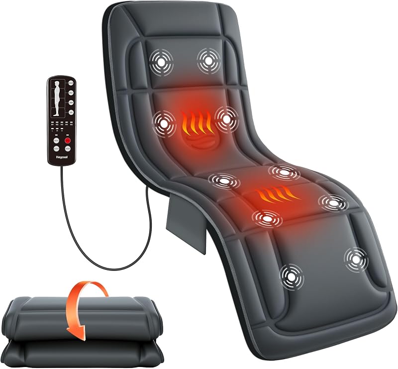 Heycool Full Body Massage Mat with Heat, Gift Men Women | Vibration Massage Chair Pad Heating Back Massager for Bed Sofa, 10 Vibration Motors & 2 Heating Levels