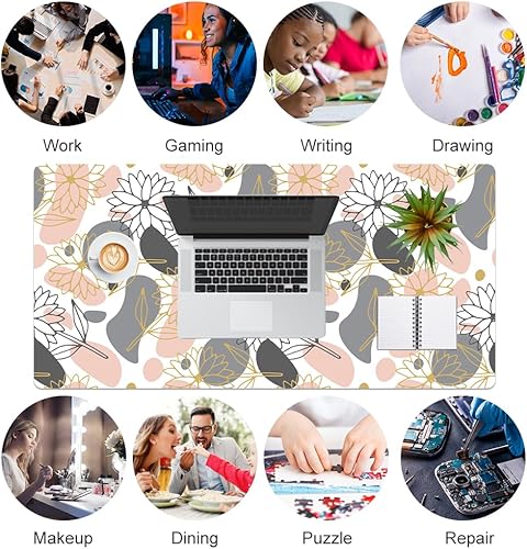 Miniatura 7 de QiyI Alfombrilla grande para mouse, alfombrilla de escritorio extendida para escritorio, alfombrilla de mouse impermeable de piel sintética para