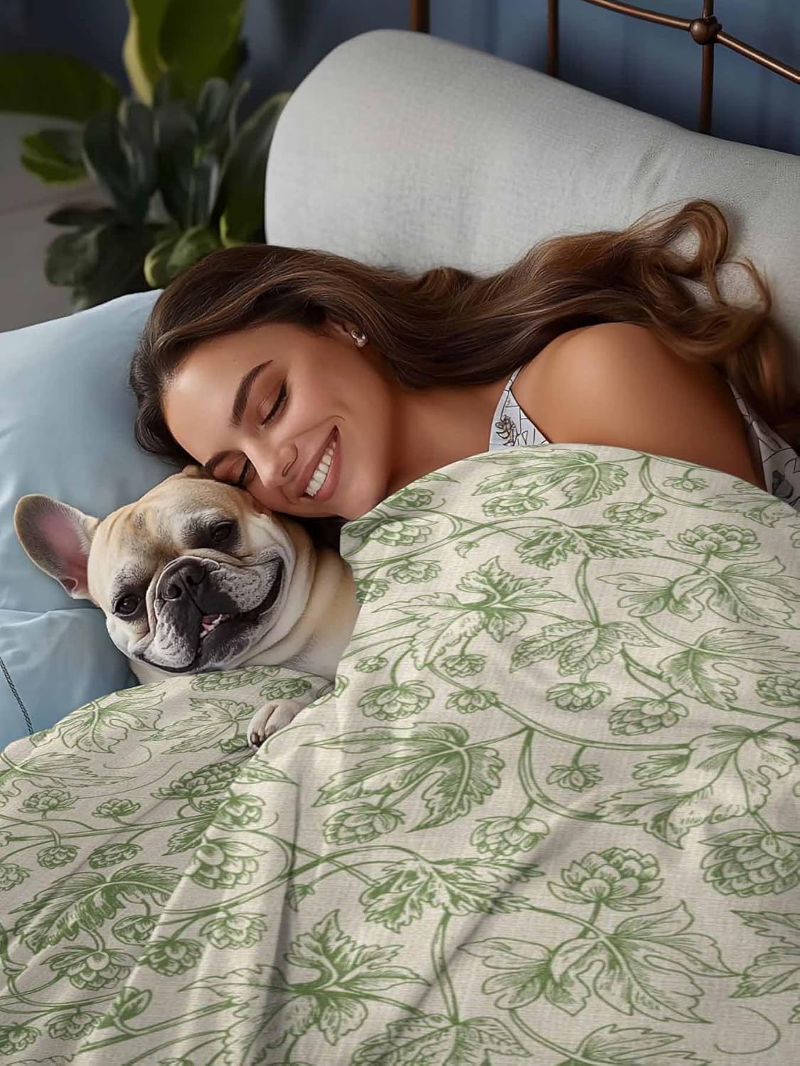 Top Sheet Queen Bedding Flat Sheet Only, Vintage Sage Green Botanical Microfiber Bed Sheets Soft Breathable Bedding Flat Sheets, Ombre Leaves Retro Linen Hotel Luxury Top Sheets