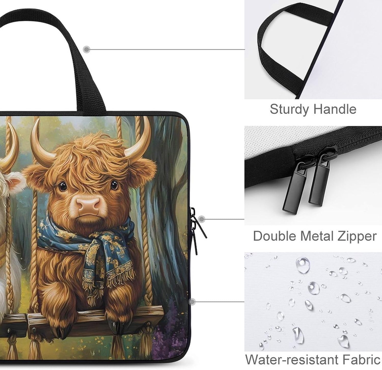 Highland Cow Laptop Bag Lightweight Computer Bag Carrying Case for Work Business