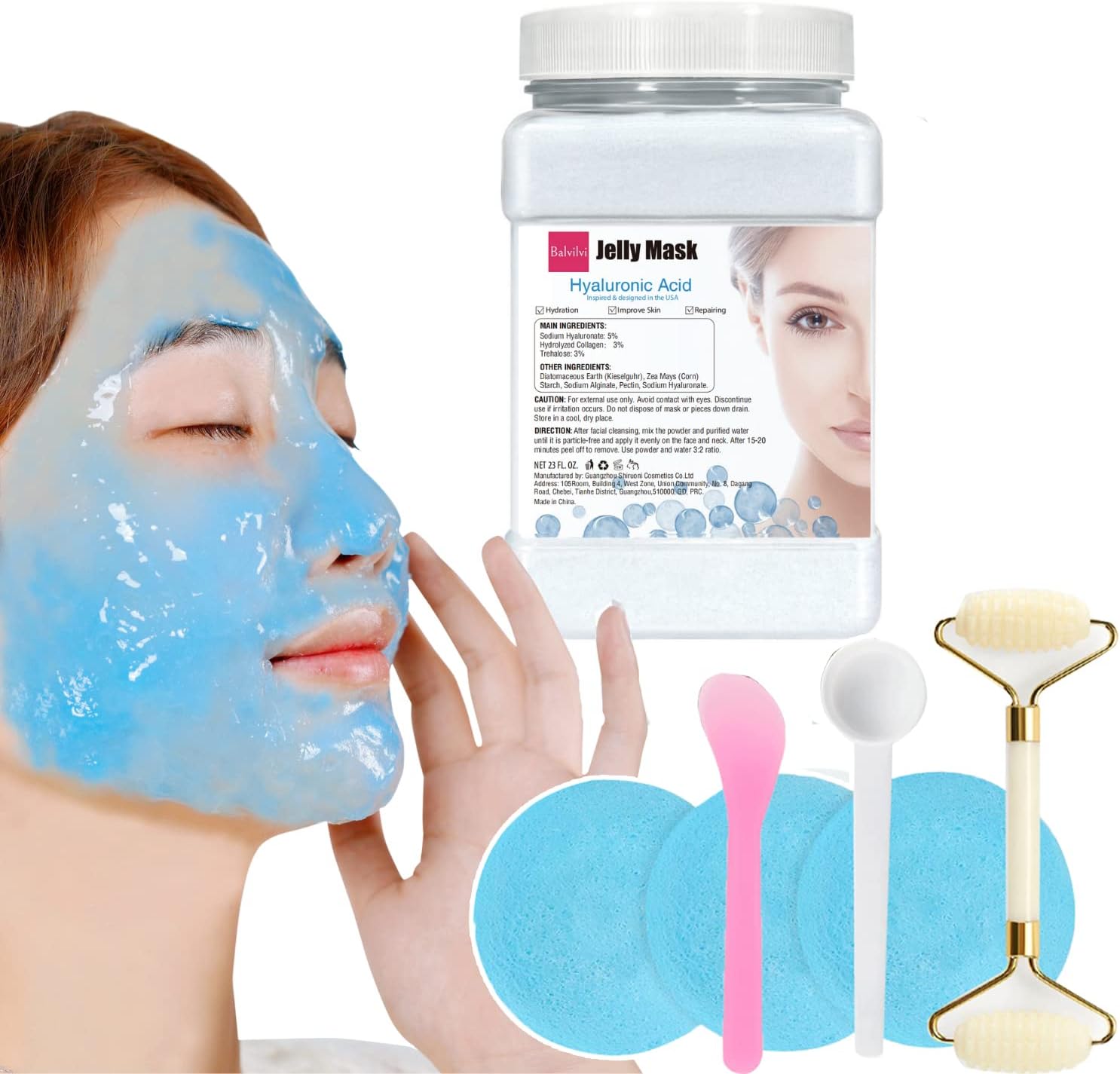 Balvilvi Jelly Mask for Skin Care - Hyaluronic Acid Gel Face Mask for Instant Hydration - Jelly Face Mask Peel Off - Facial Skin Care Product for Smoothing, Moisturizing, Cleansing